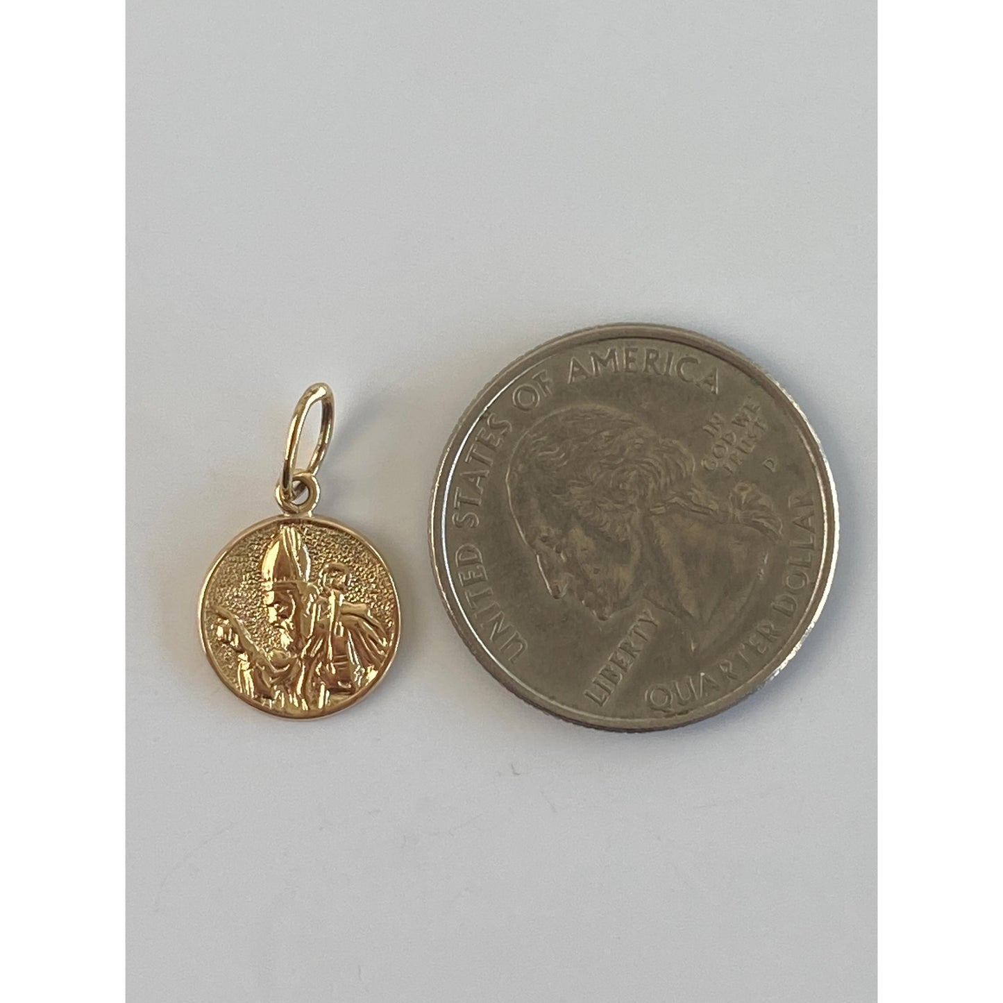 Vintage Solid 14k Yellow Gold Religious Charm