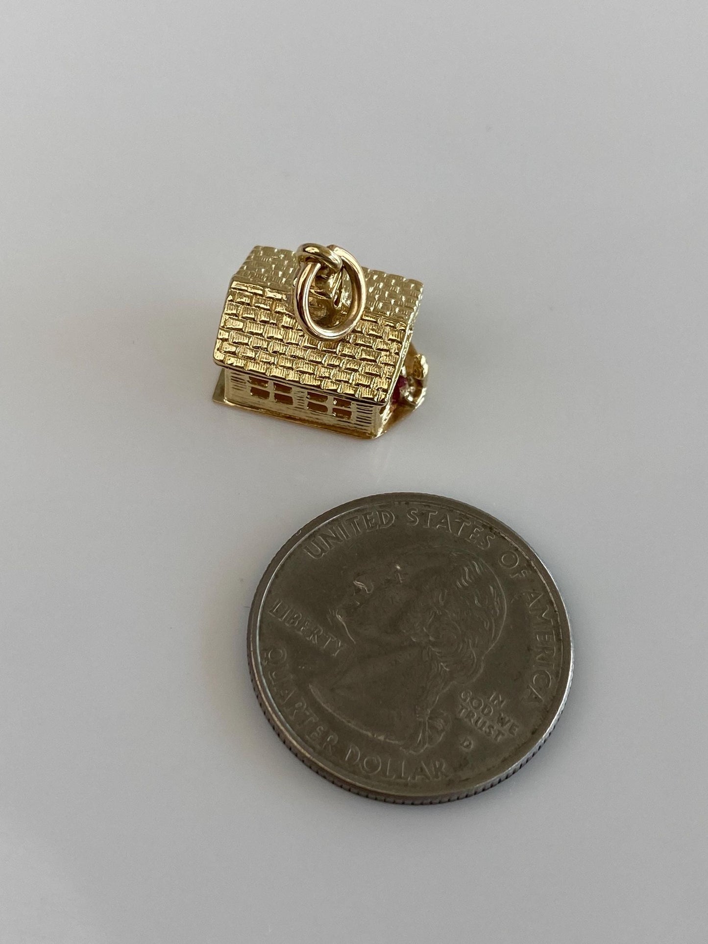 Vintage Solid 14k Yellow Gold School House Charm