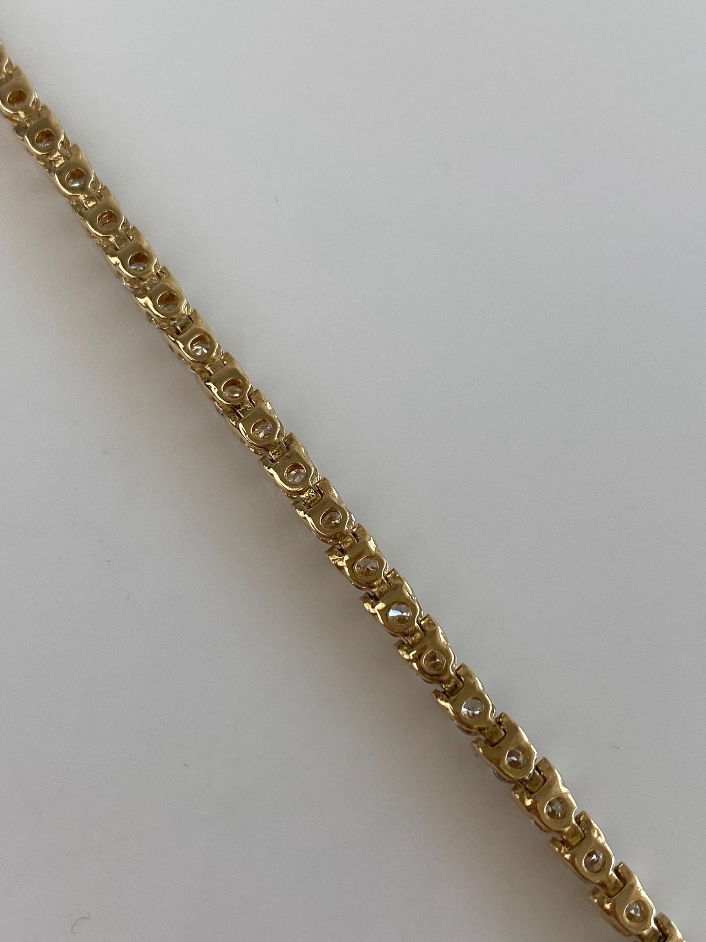 Vintage Solid 14k Yellow Gold Diamond Link Bracelet - 7 Inches