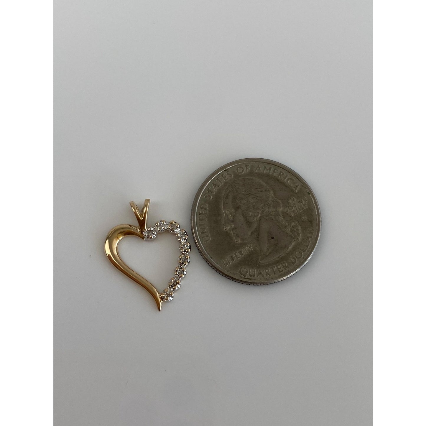 Vintage Solid 14k Yellow Gold Diamond Heart Charm