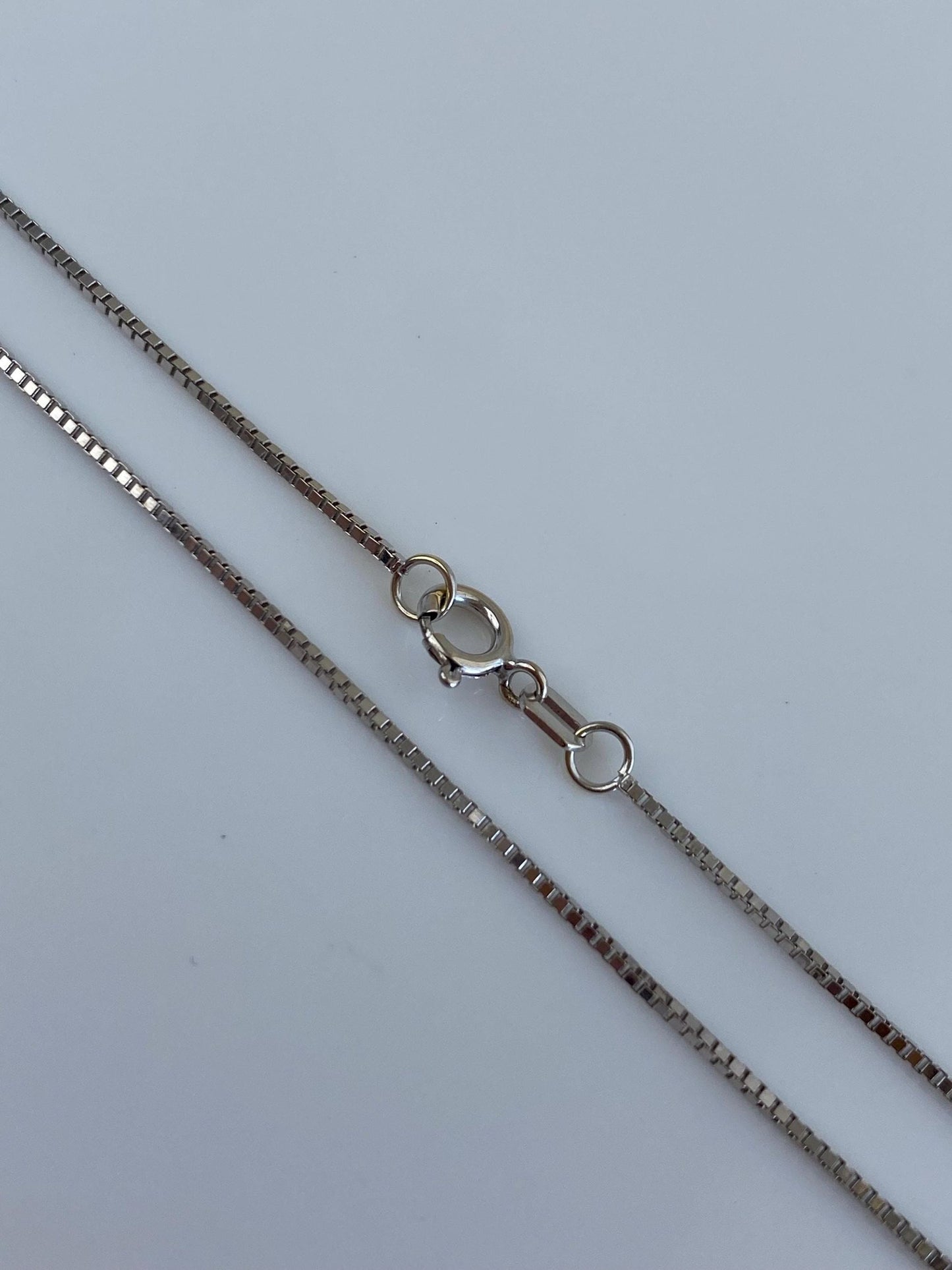 Vintage Solid 14k White Gold Box Chain Necklace - 16 inches