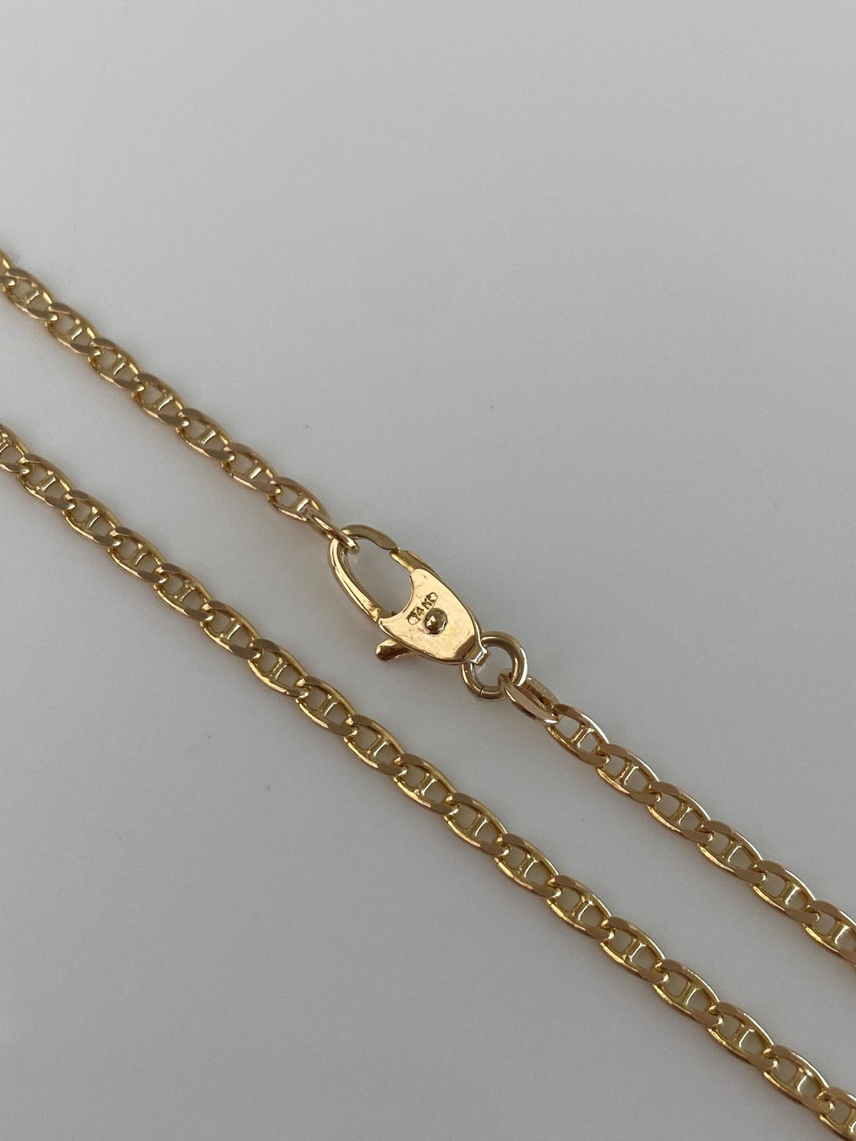 Vintage Solid 14k Yellow Gold Slim Mariner Link Chain Necklace - 20 inches