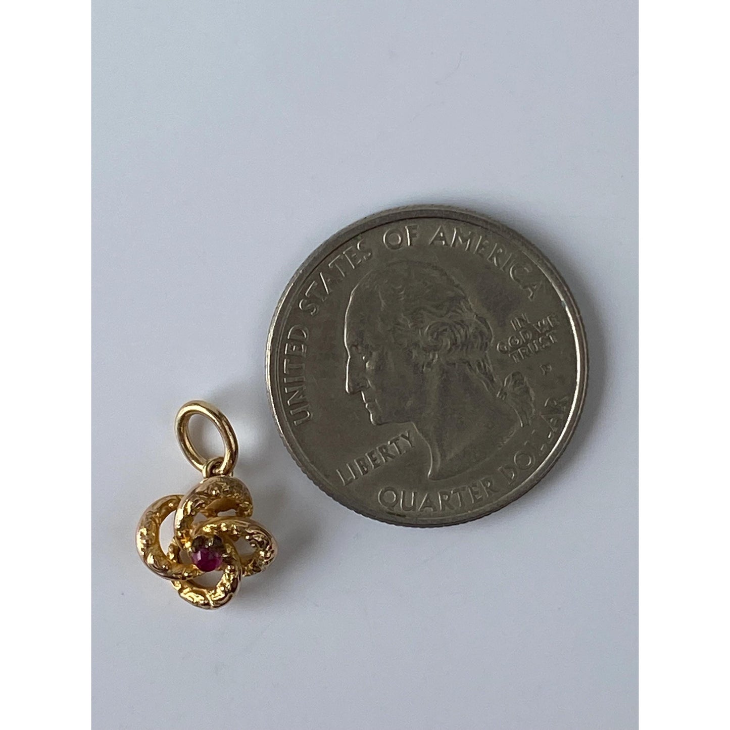 Vintage Solid 14k Yellow Gold Pink Spinel Knot Stick Pin Conversion Charm