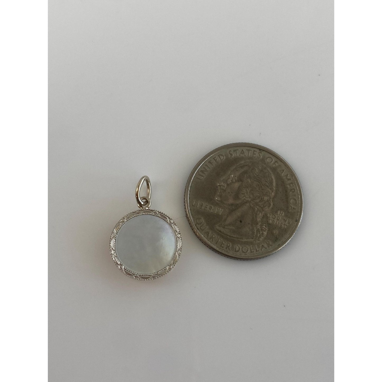 Vintage 14k White Gold MOP Cufflink Conversion Charm