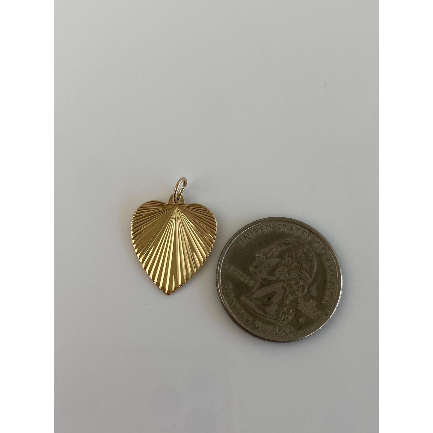 Vintage Solid 14k Yellow Gold Engine Turned Heart Charm