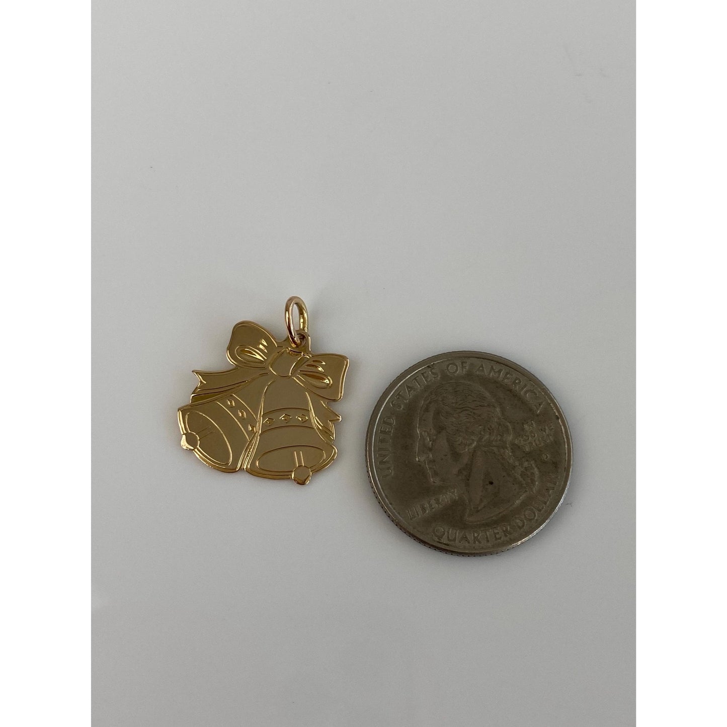 Vintage Solid 14k Yellow Gold Christmas Bells Charm