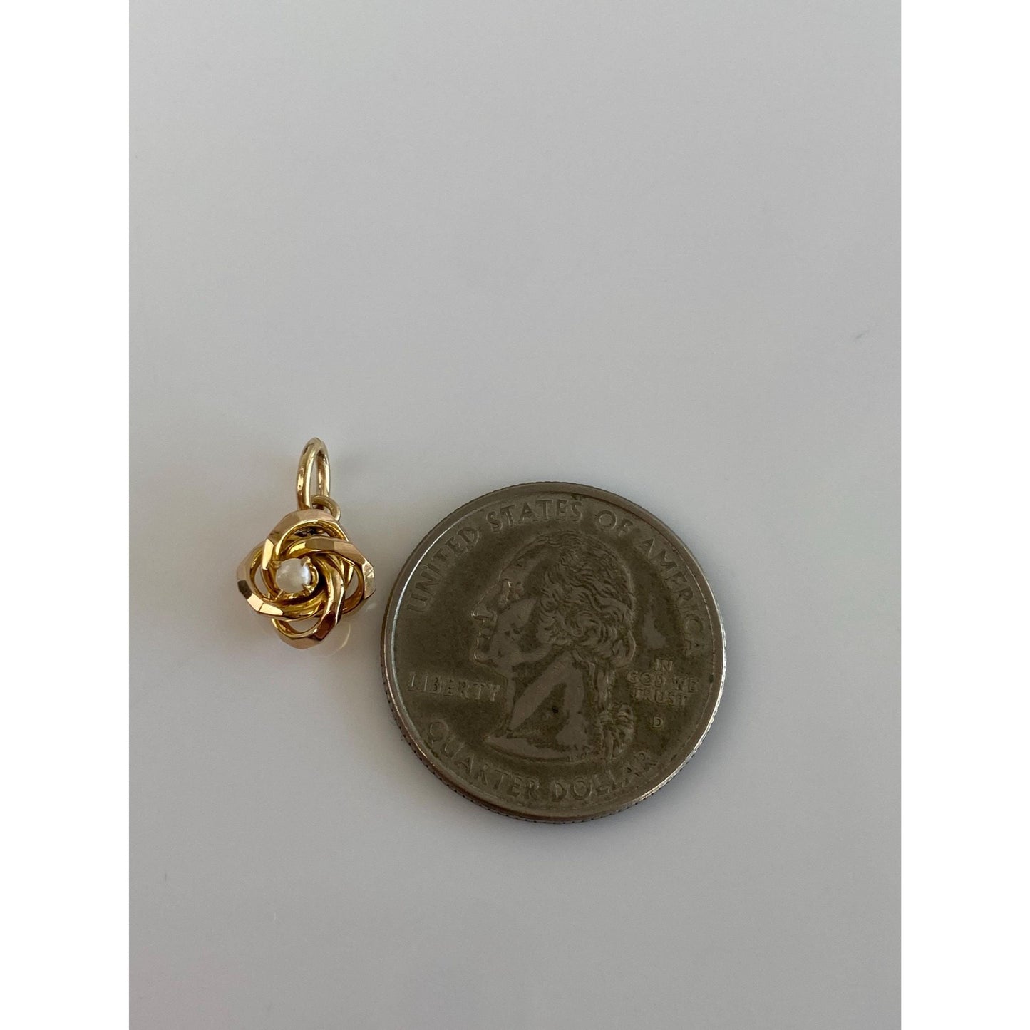 Vintage Solid 10k Yellow Gold Seed Pearl Knot Charm