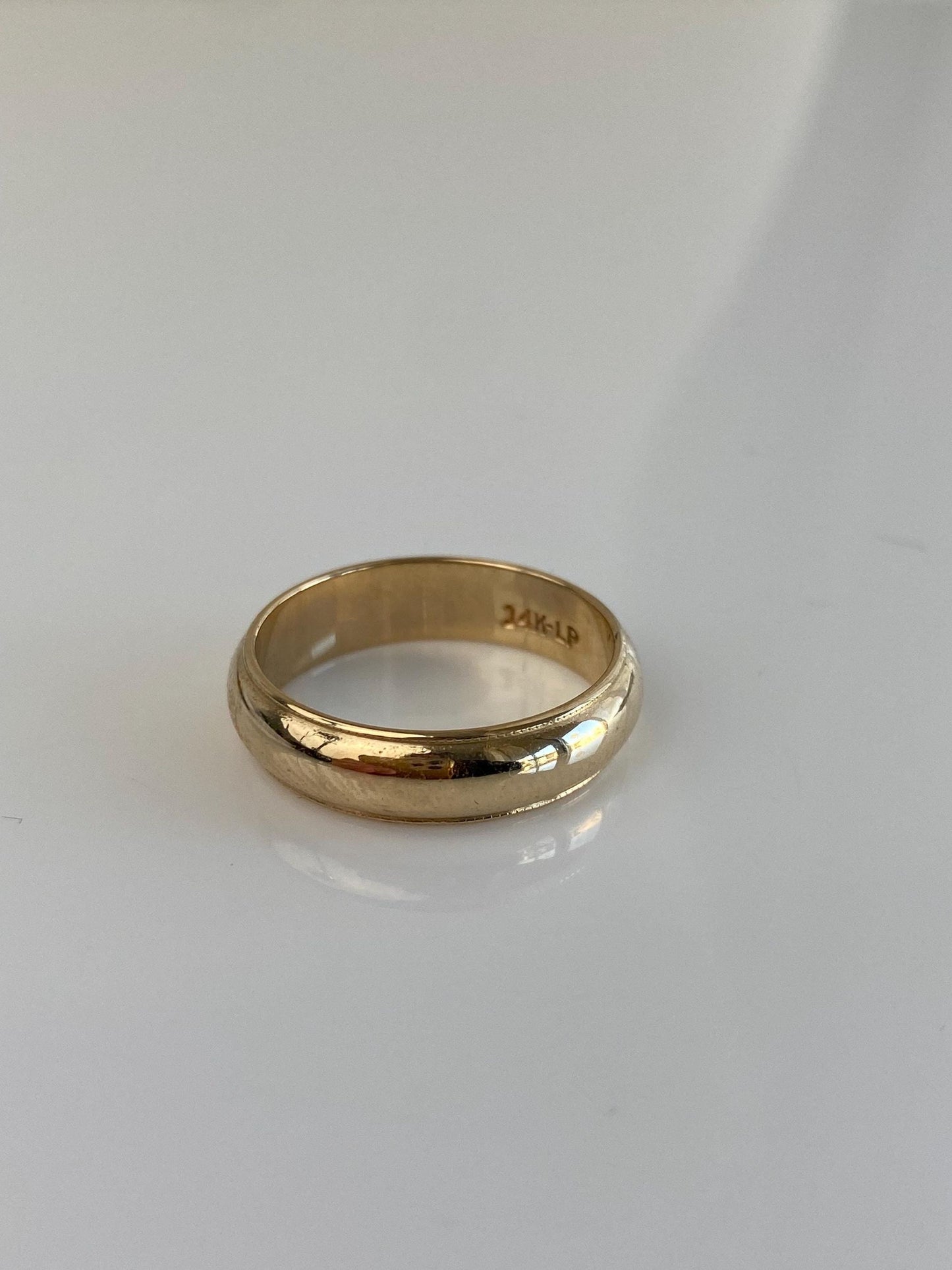 Vintage Solid 14k Yellow Gold Miligrain Ring Band - Size 7.75