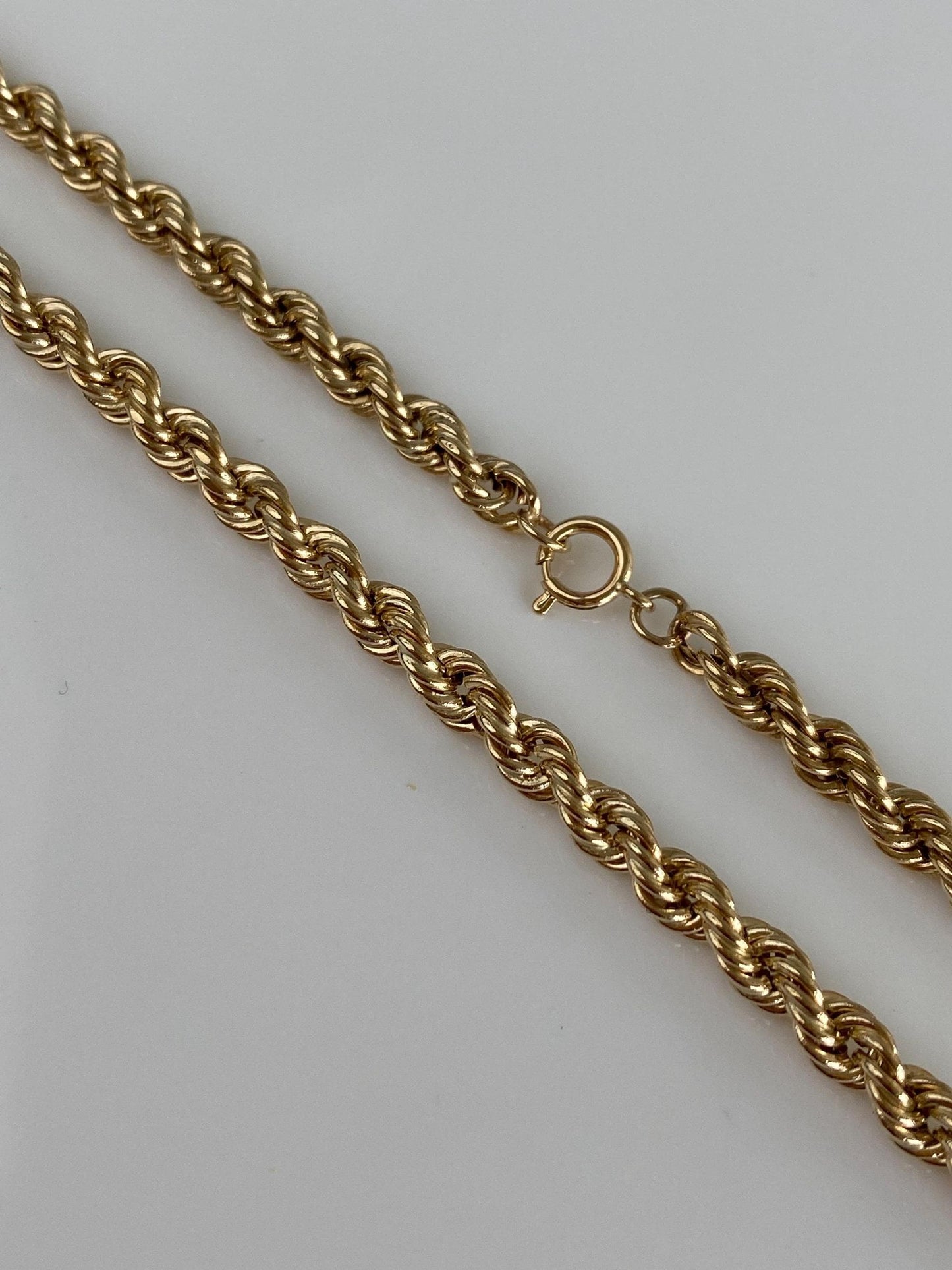Vintage Solid 14k Yellow Gold Rope Chain Necklace - 16.5 inches