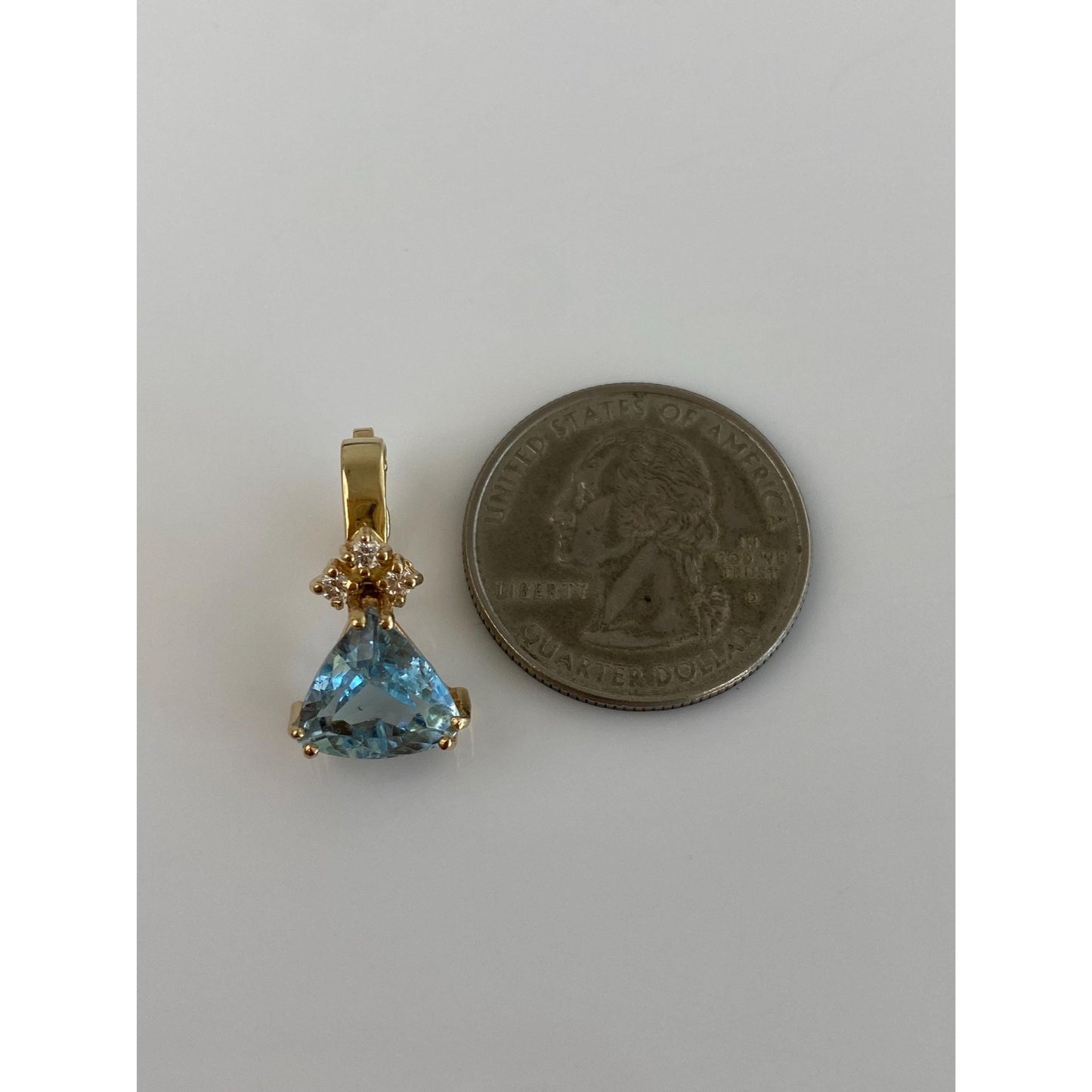 Vintage Solid 14k Yellow Gold Diamond Aquamarine Slide Charm
