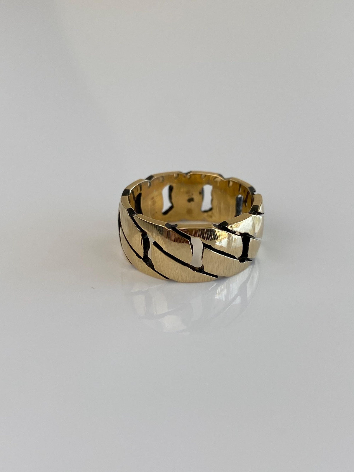 Vintage Solid 14k Yellow Gold Chain Design Ring Band - Size 6