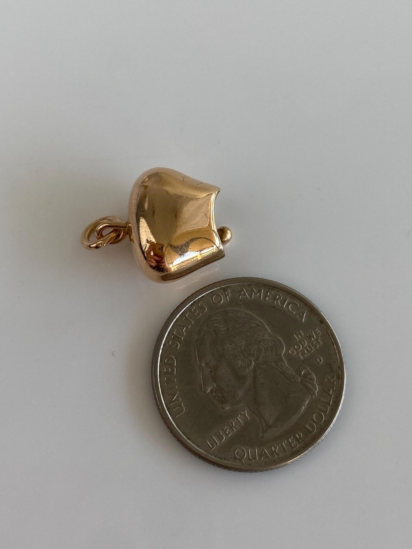 Vintage Solid 18k Yellow Gold Articulated Cowbell Charm