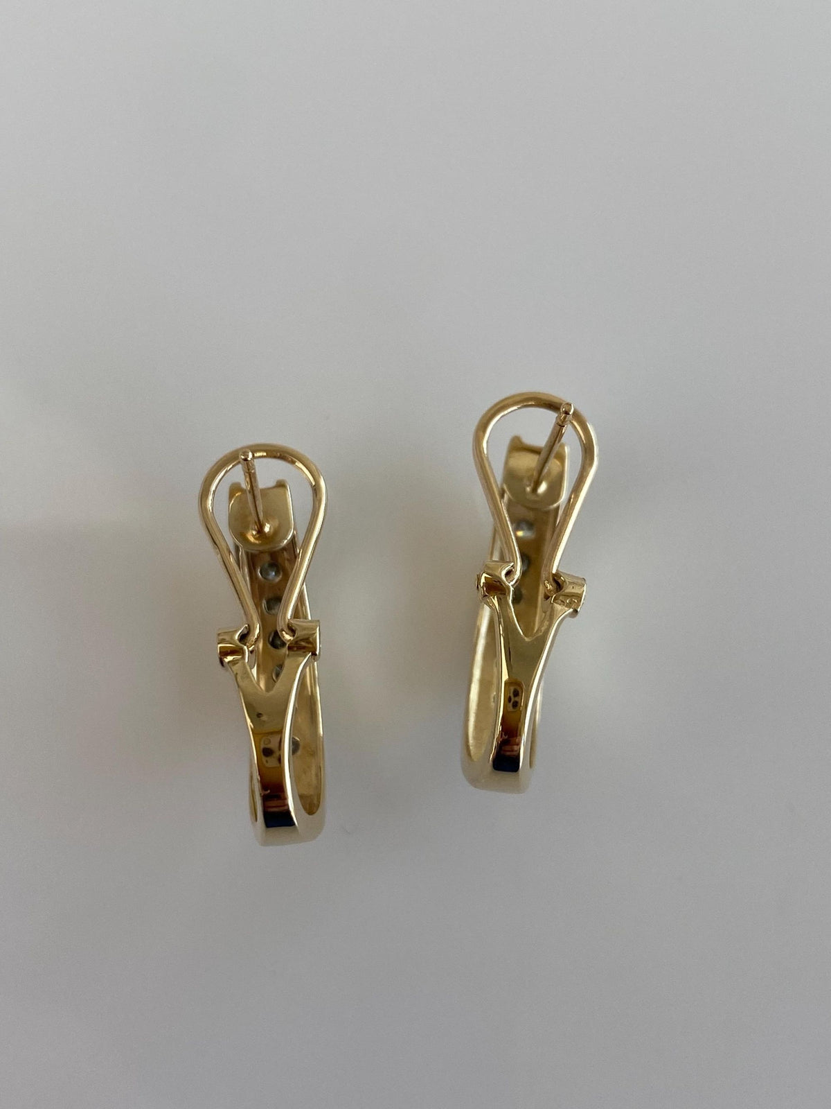 Vintage Solid 14k White & Yellow Gold Diamond Drop Earrings