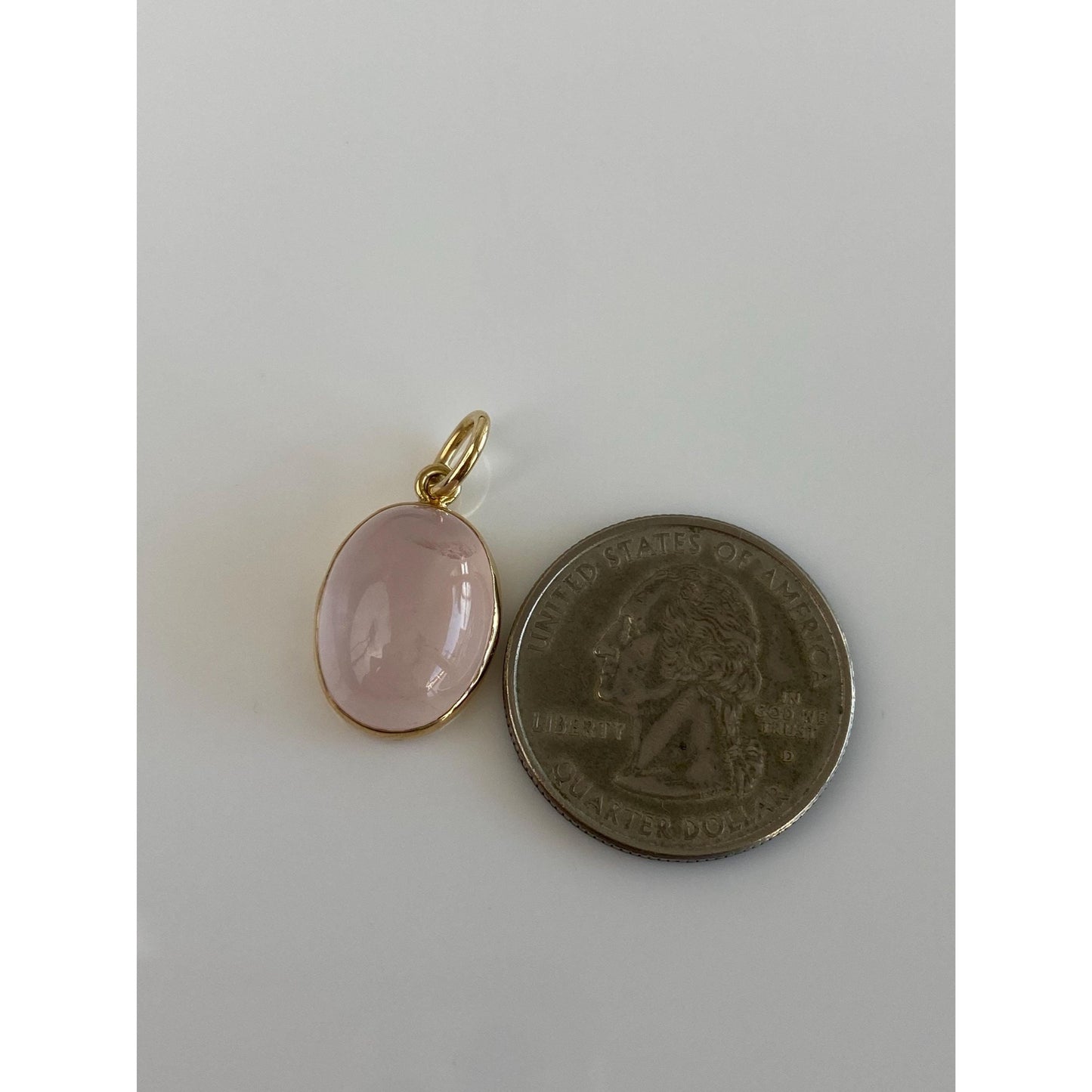 Vintage Solid 14k Yellow Gold Rose Quartz Charm