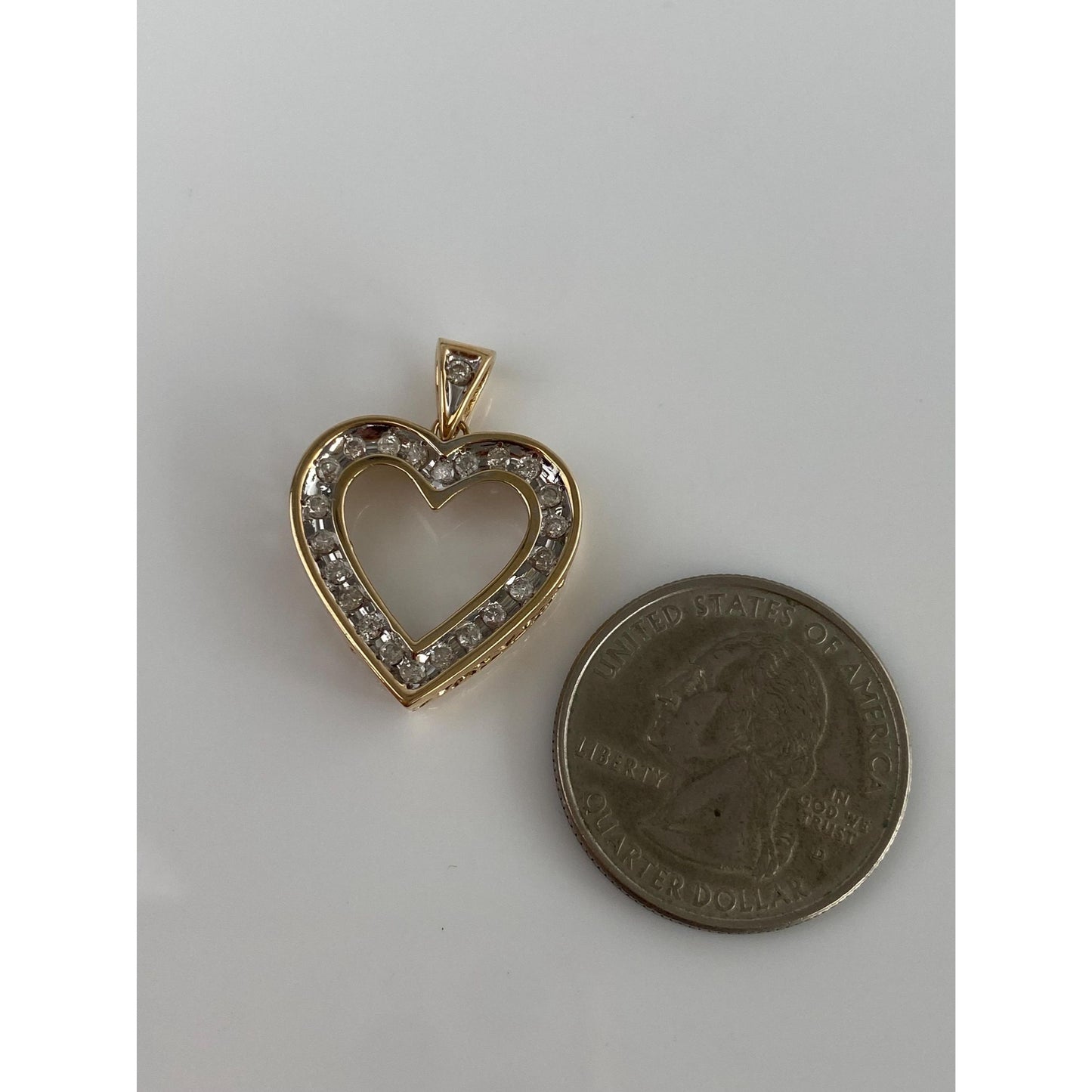 Vintage Solid 14k White & Yellow Gold Diamond Heart Charm