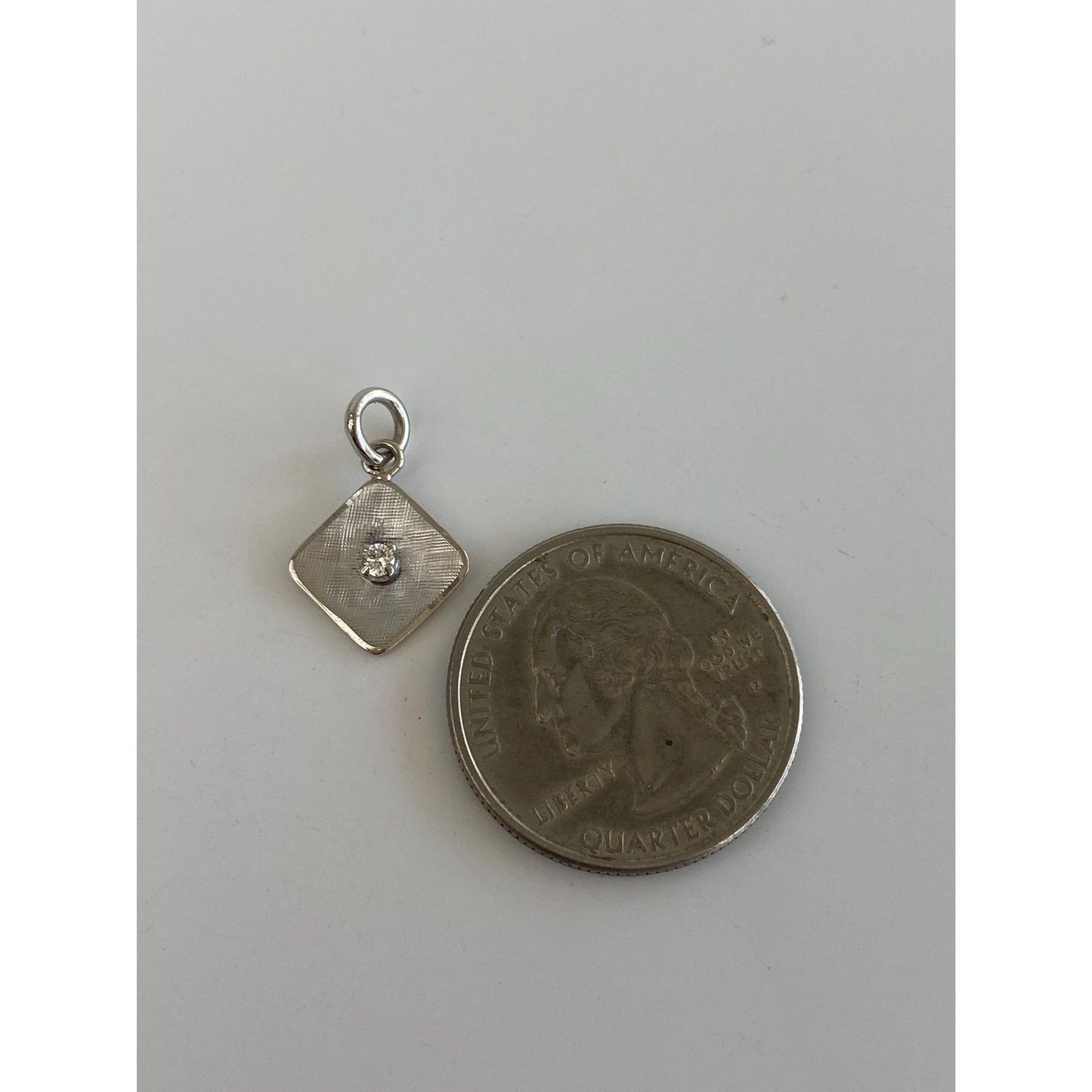 Solid 14k White Gold Diamond Tie Tack Conversion Charm