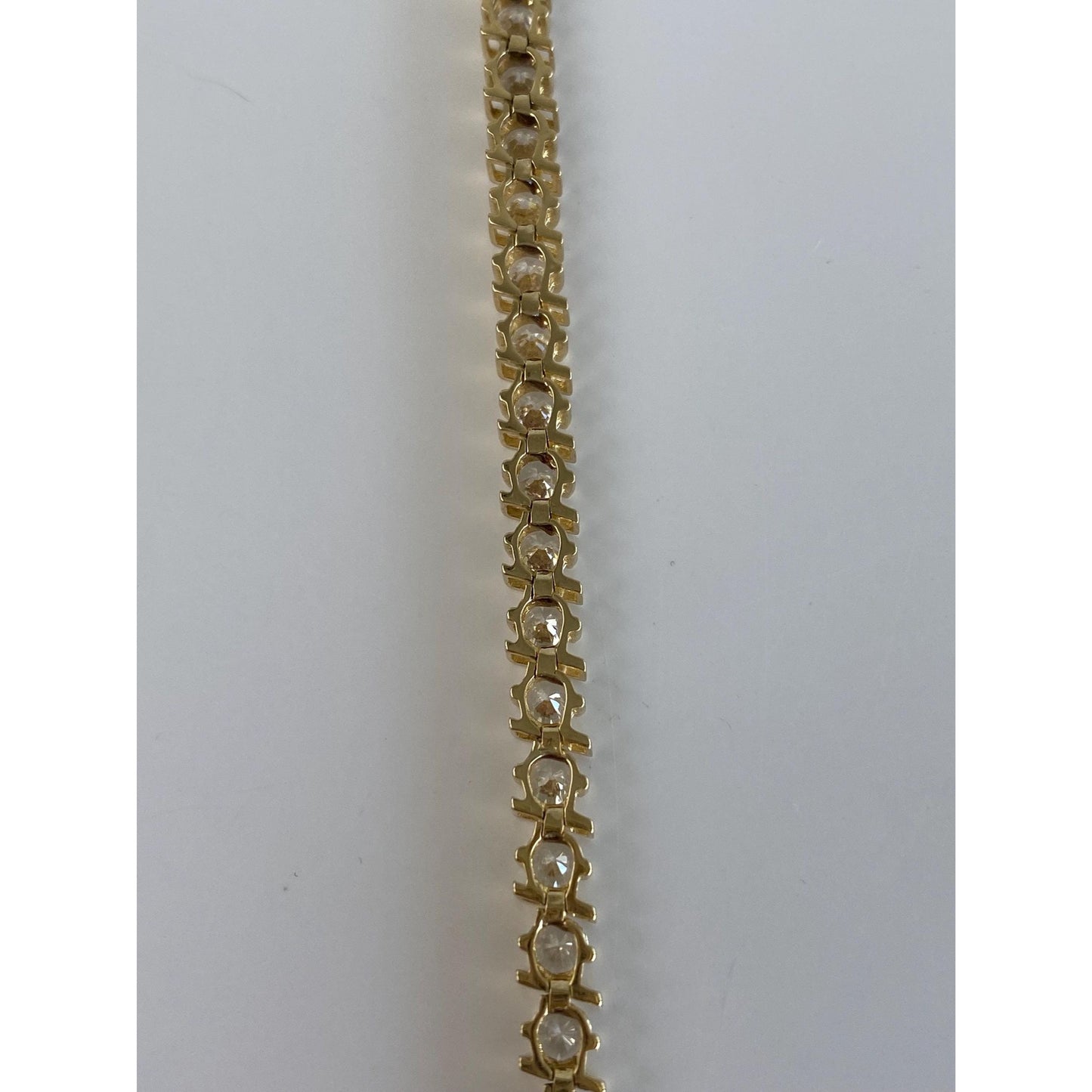 Solid 14k Yellow Gold Cubic Zirconia Tennis Bracelet - 8 Inches