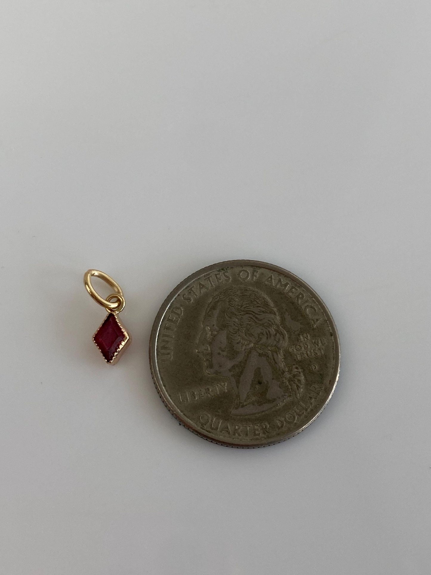 Vintage Solid 10k Yellow Gold Little Pink Cubic Zirconia Charm