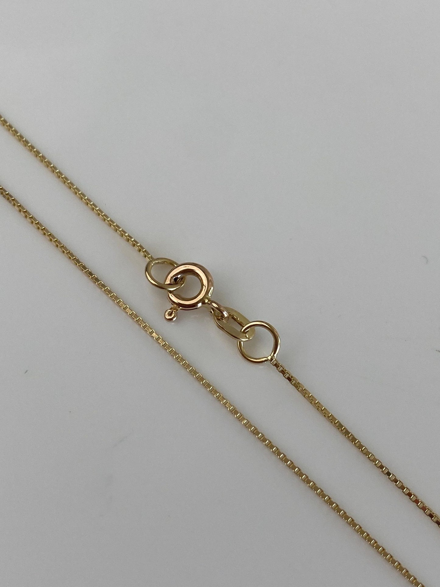Vintage Solid 14k Yellow Gold Dainty Box Chain Necklace - 18.5 inches