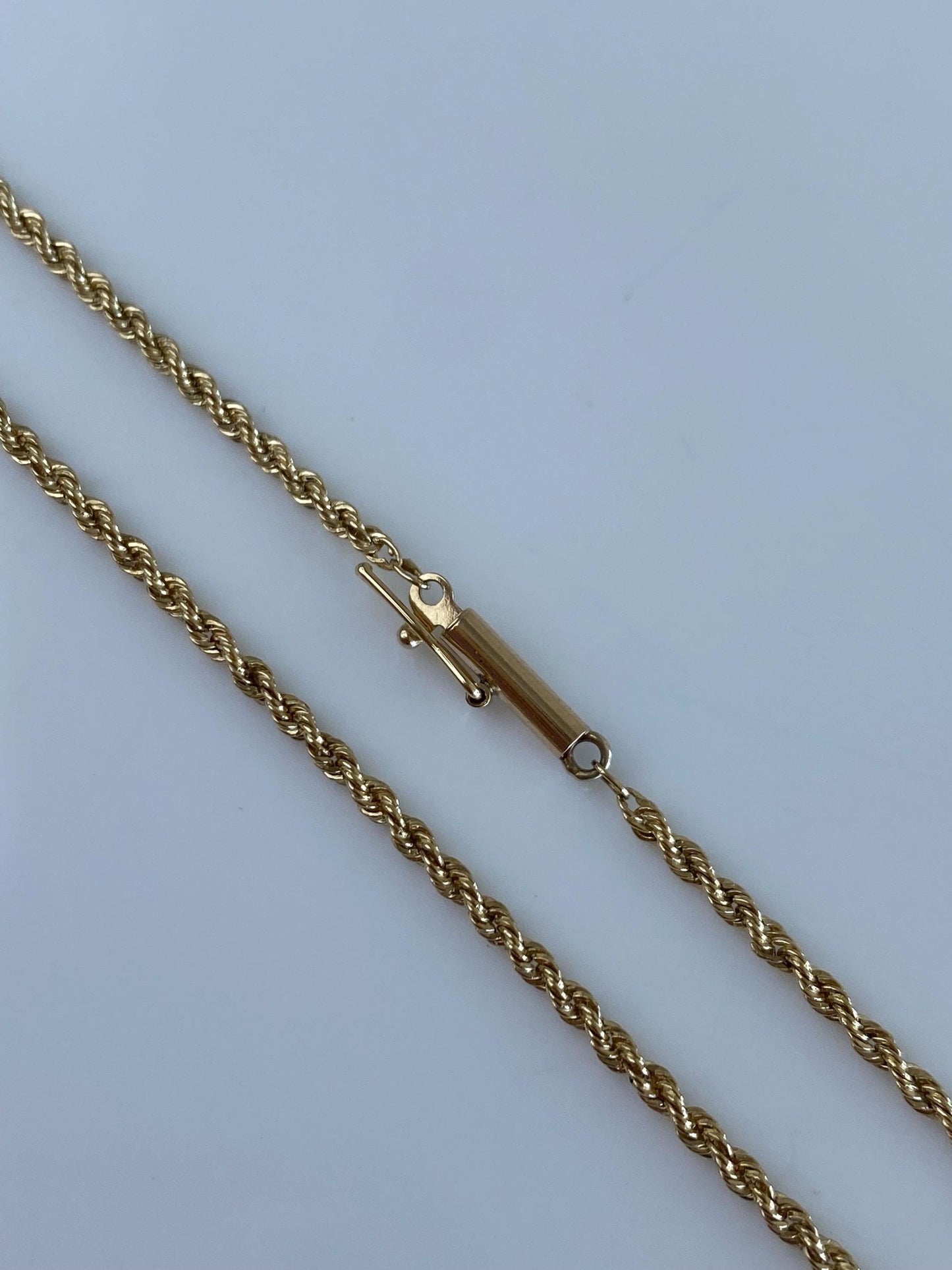 Vintage Solid 14k Yellow Gold Slim Rope Chain Necklace - 21.25 inches