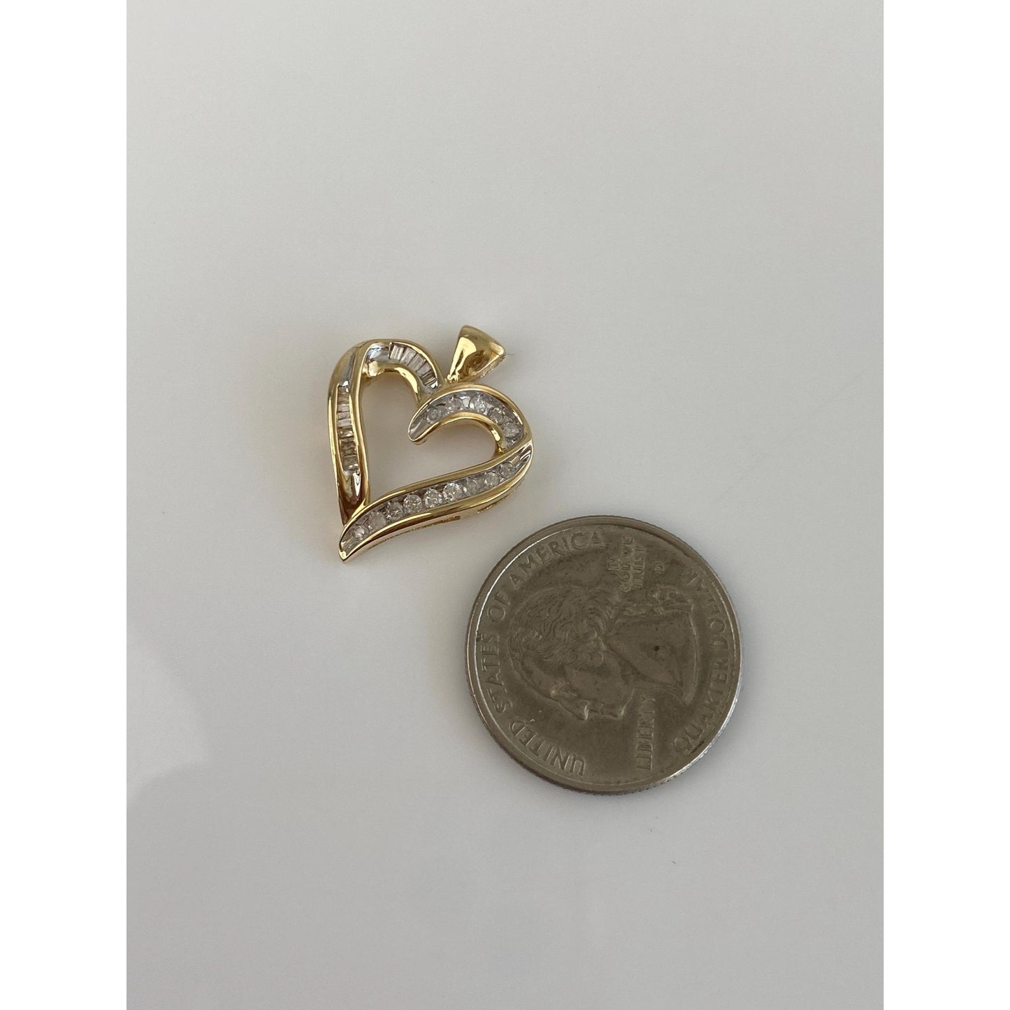 Vintage Solid 10k Yellow Gold Diamond Heart Charm