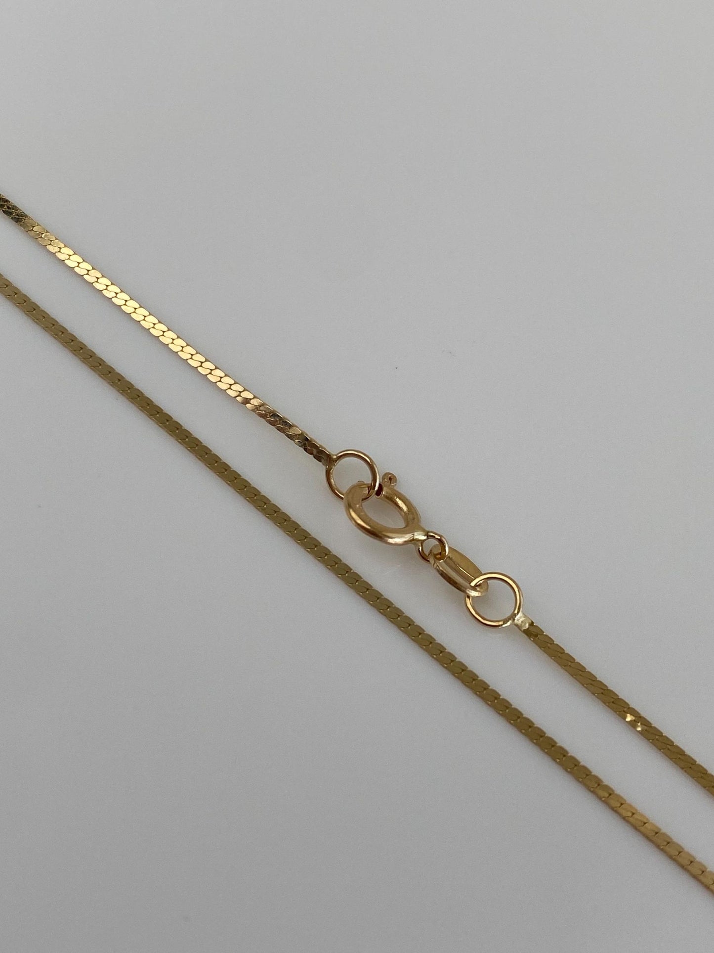 Vintage Solid 14k Yellow Gold Dainty Flat Chain Necklace - 20 inches