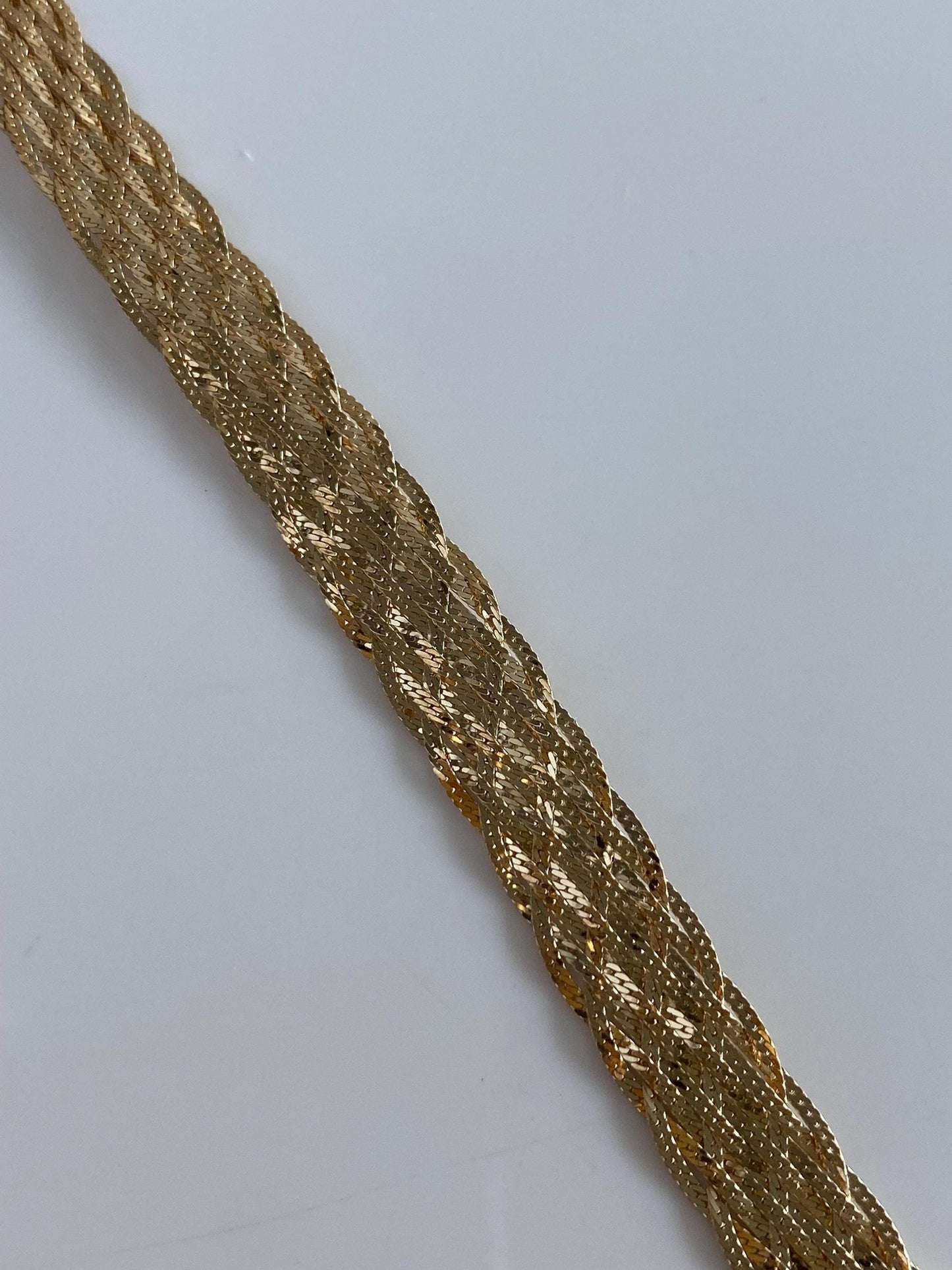 Vintage Solid 14k Yellow Gold Woven Flat Chain Bracelet - 6.75 inches