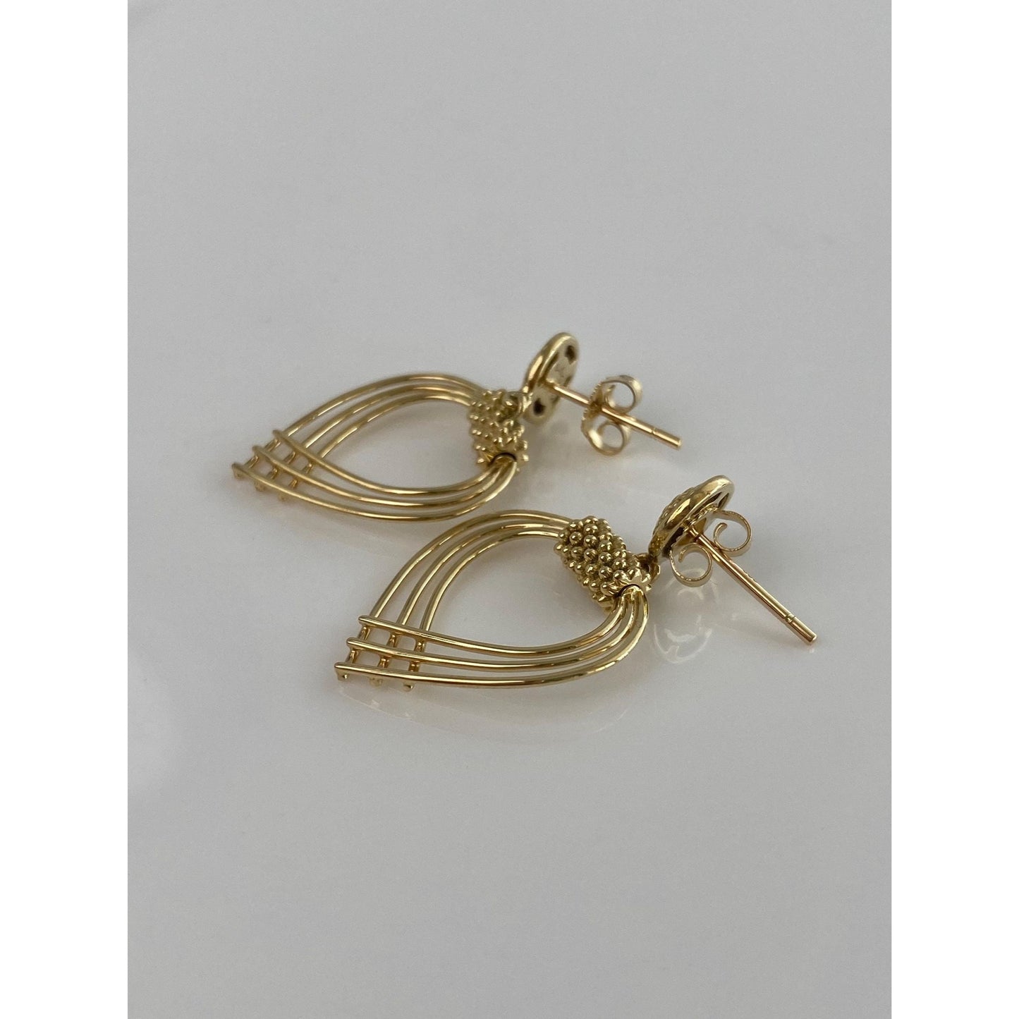 Vintage Solid 18k Yellow Gold Dangle Stud Earrings