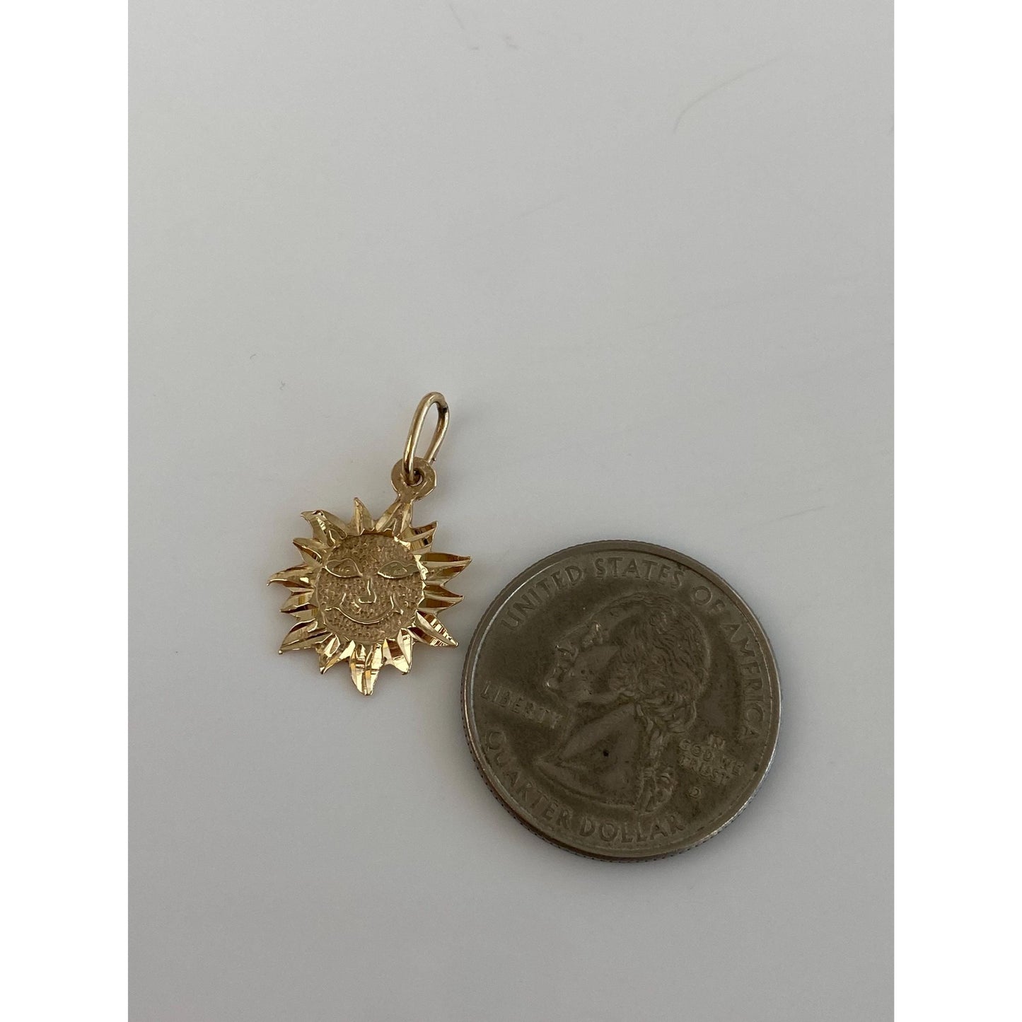 Vintage Solid 14k Yellow Gold Diamond Cut Sun Charm
