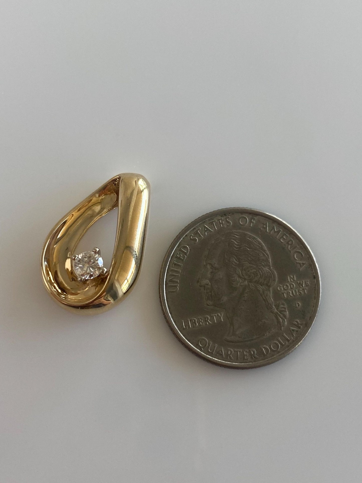 Vintage Solid 14k Yellow Gold Diamond Slide Charm