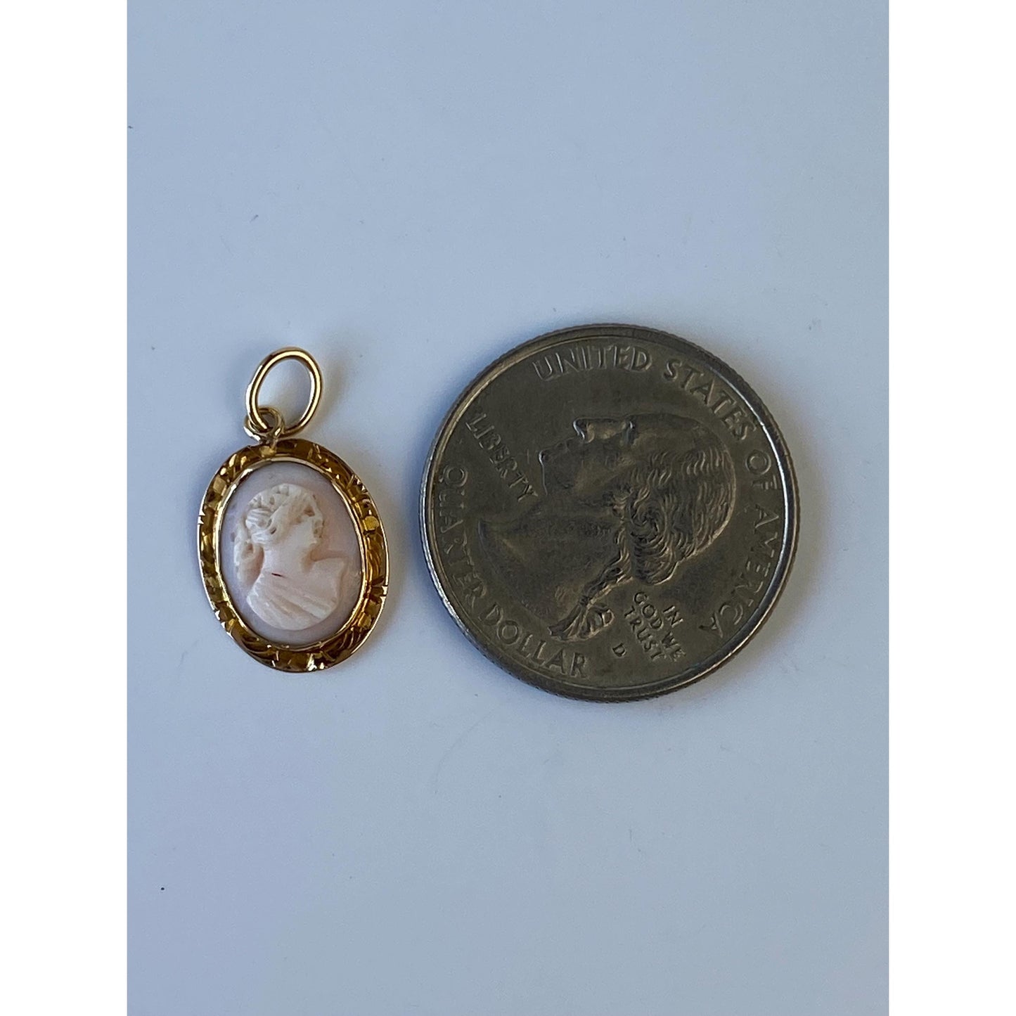 Vintage Solid 14k Yellow Gold Cameo Charm