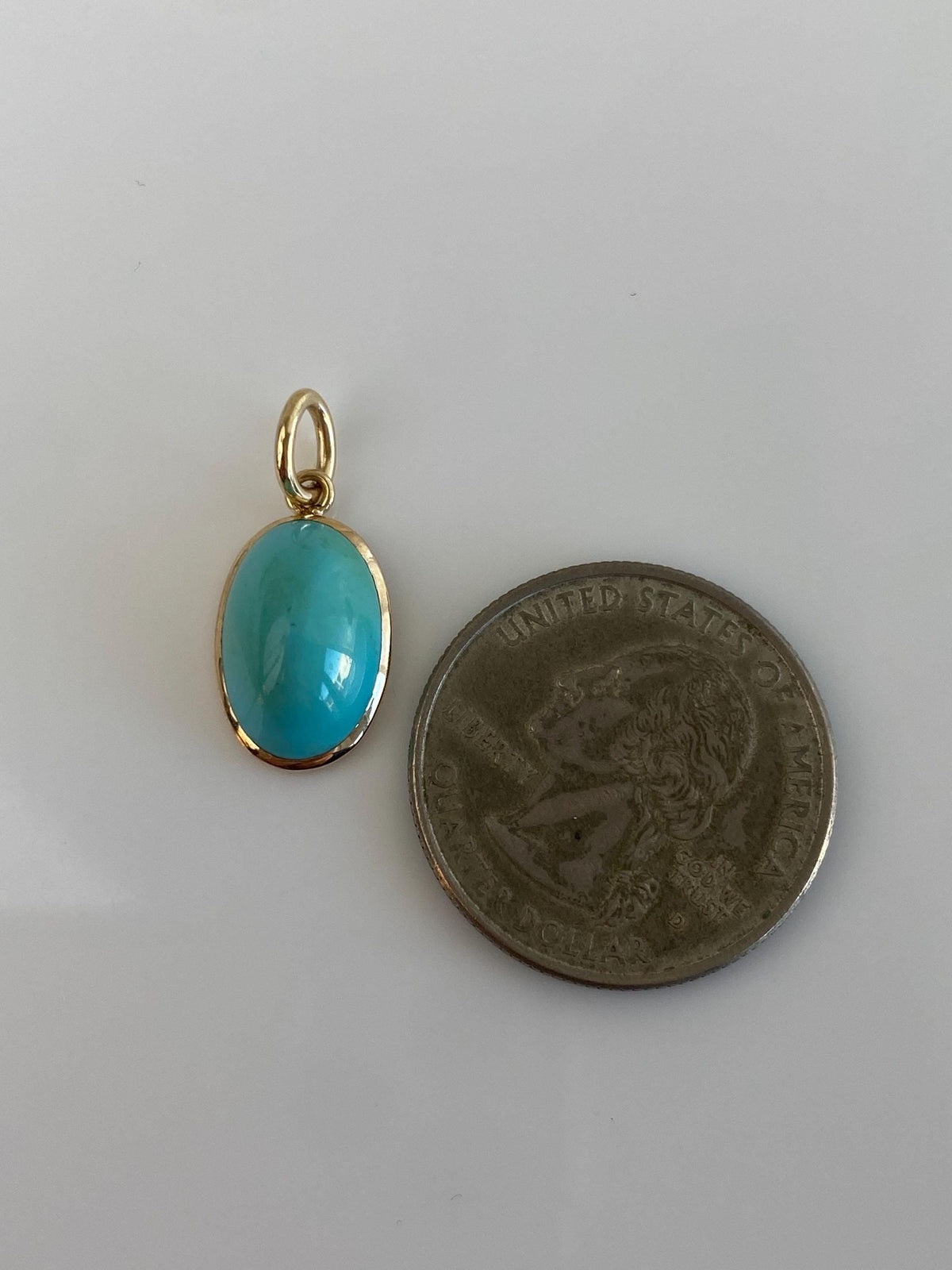 Vintage Solid 14k Yellow Gold Turquoise Stick Pin Conversion Charm