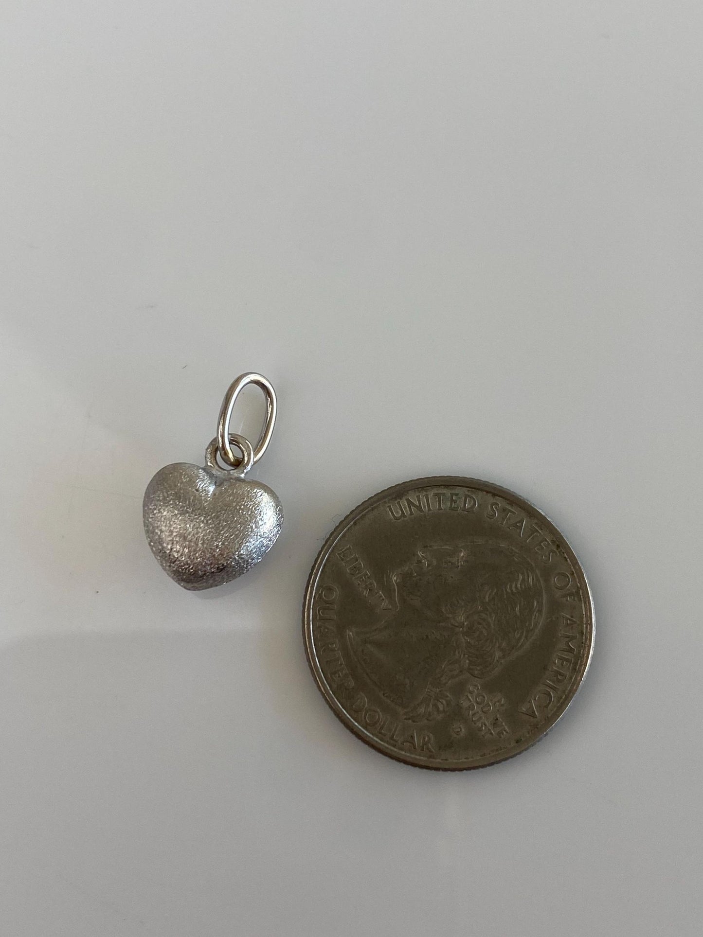 Vintage 18k White Gold Sparkly Puffy Heart Charm