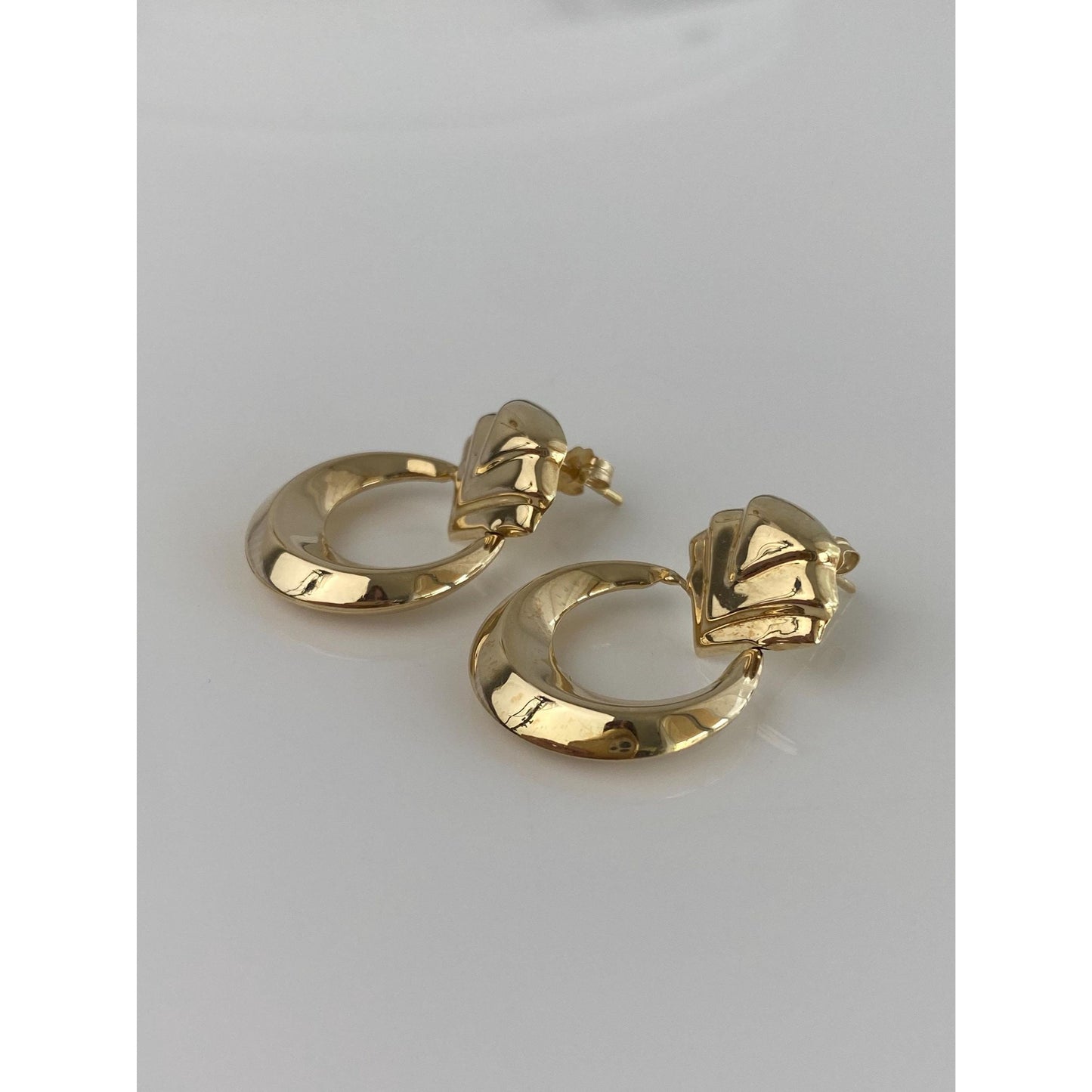 Vintage 14k Yellow Gold Fluted Dangle Stud Earrings