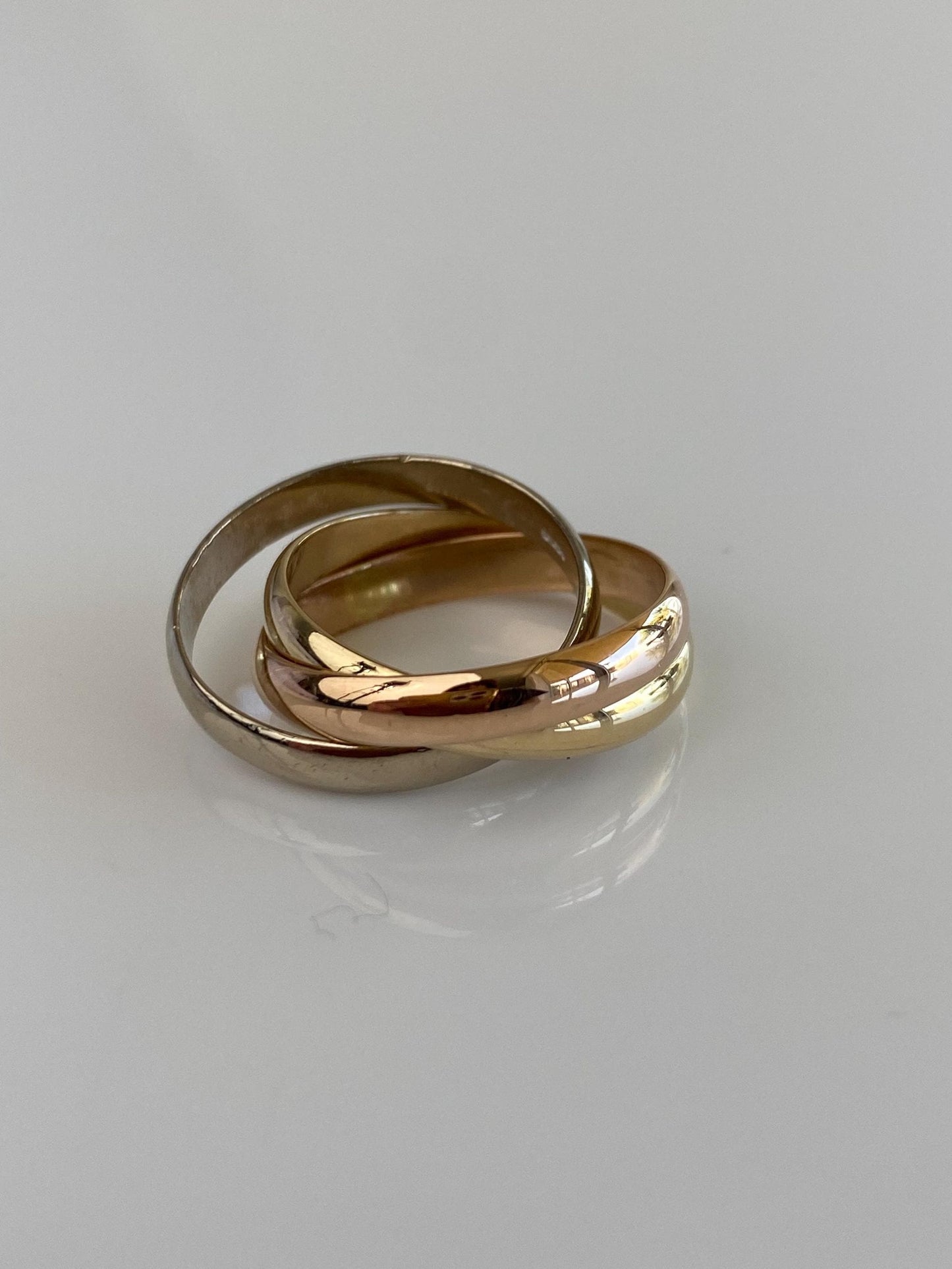 Vintage Solid 18k Tri Tone Gold Rolling Ring Band - Size 5.5