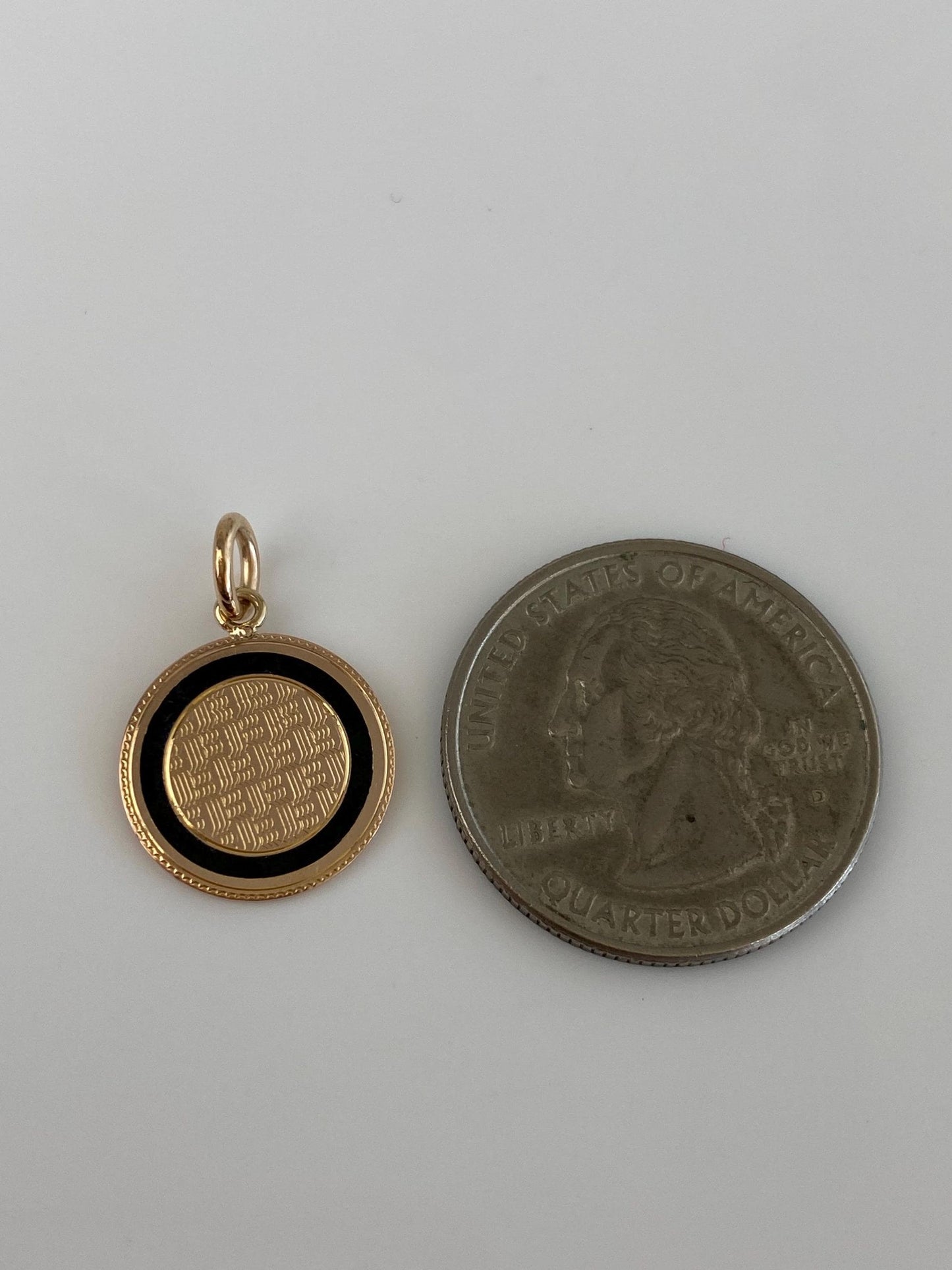 Vintage Solid 10k Rosey Gold Black Enamel Cufflink Conversion Charm
