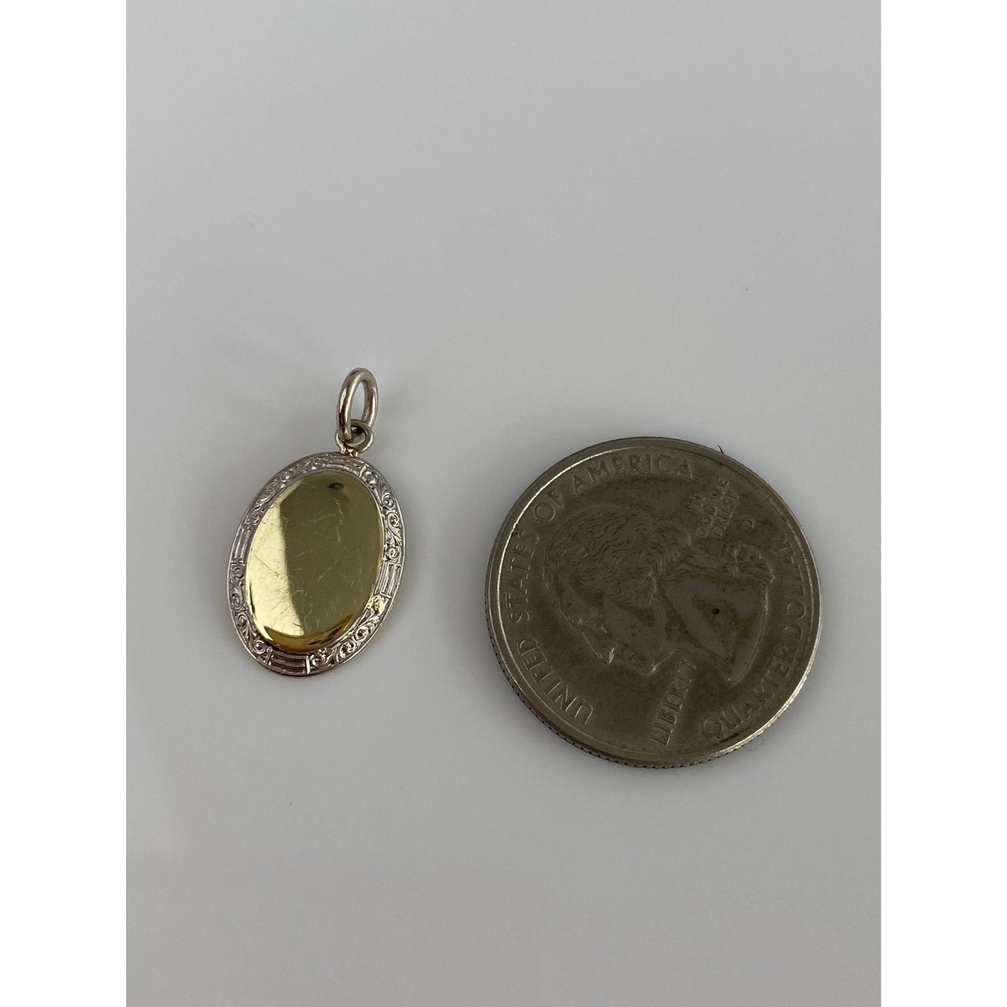 Vintage Solid 14k White & Yellow Gold Cufflink Conversion Charm