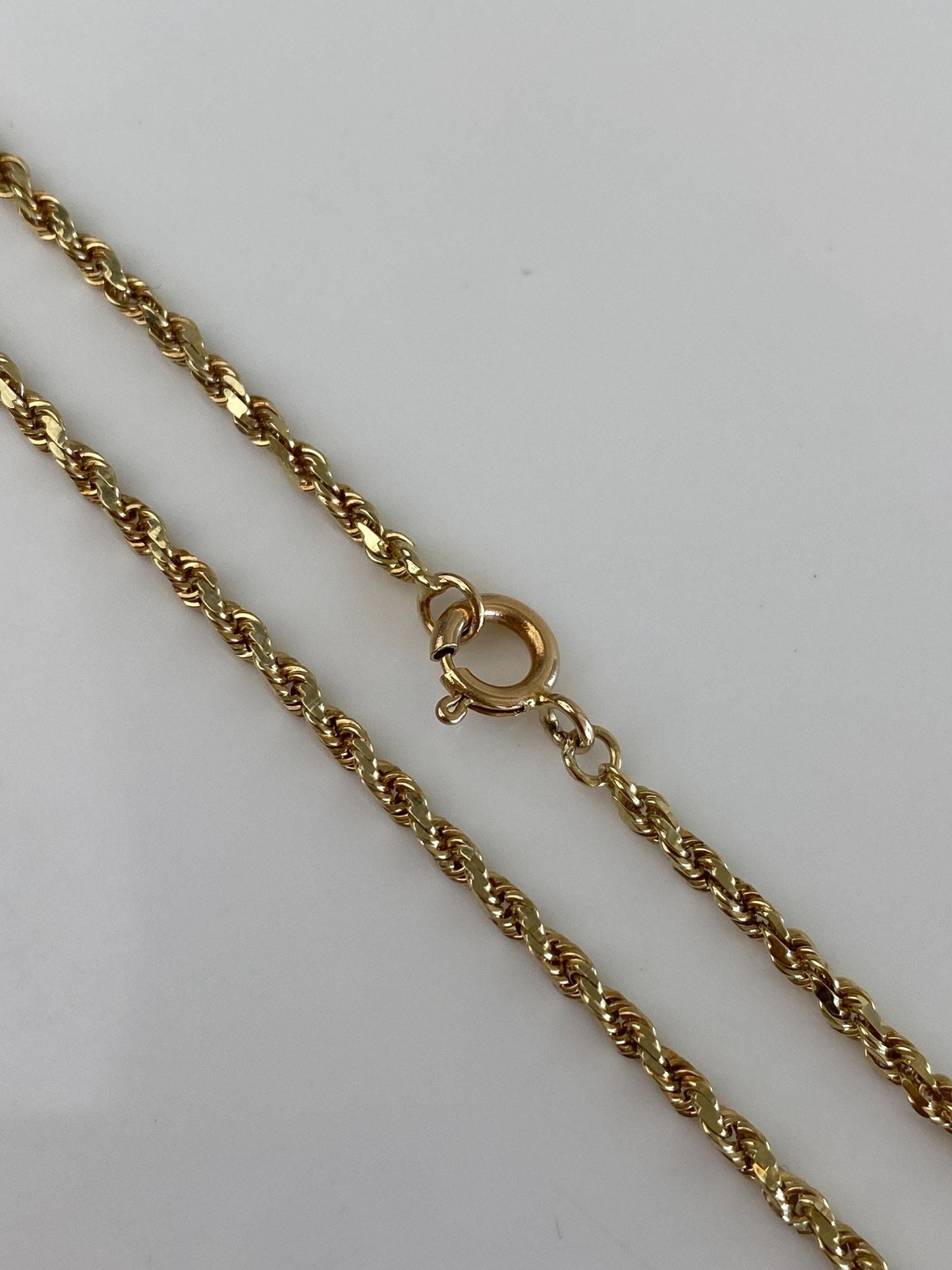 Vintage Solid 14k Yellow Gold Diamond Cut Rope Chain Necklace - 18.75 inches