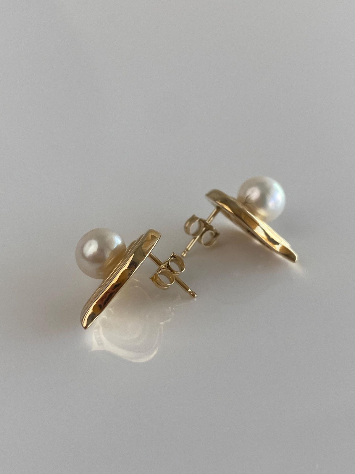 Vintage 14k Yellow Gold Diamond Pearl Drop Earrings