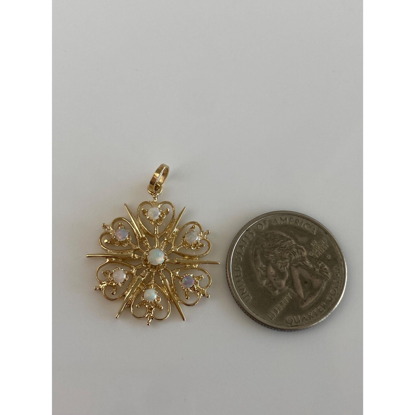 Solid 14k Yellow Gold Opal Cluster Charm
