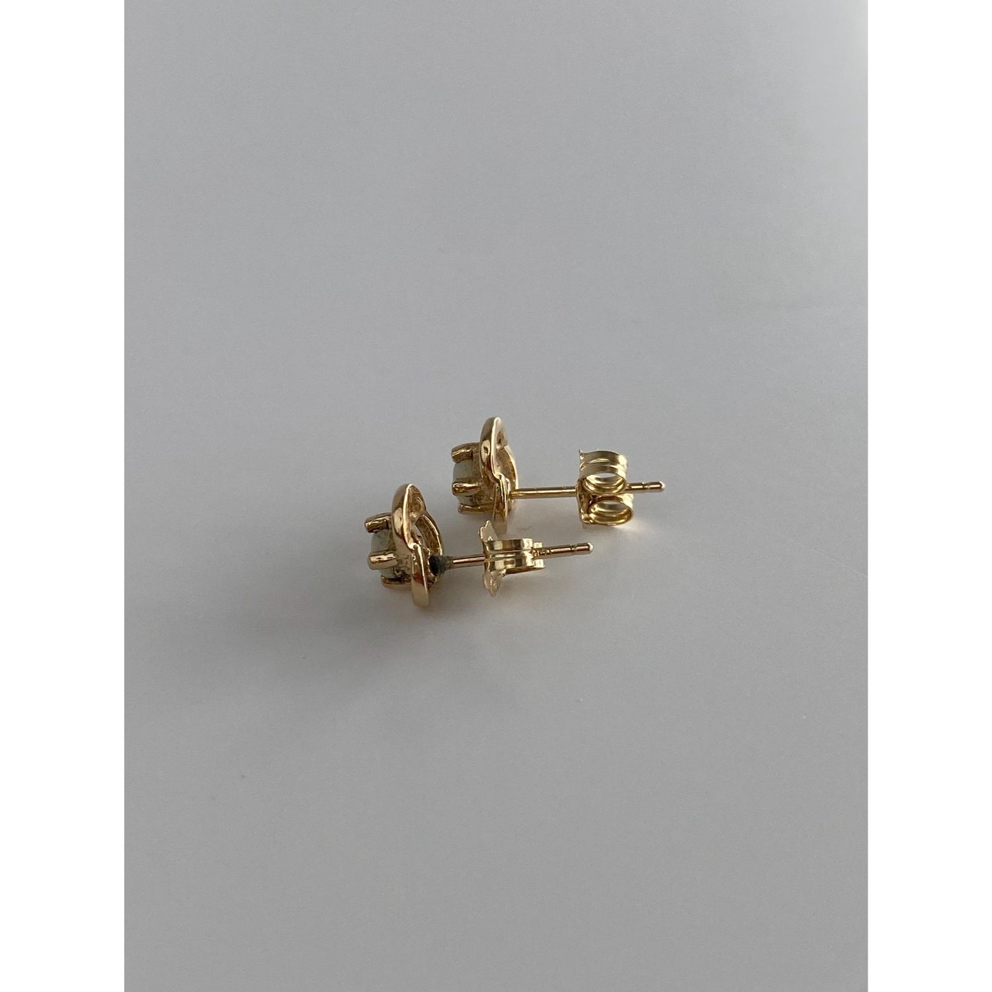 Vintage Solid 14k Yellow Gold Opal Knot Stud Earrings