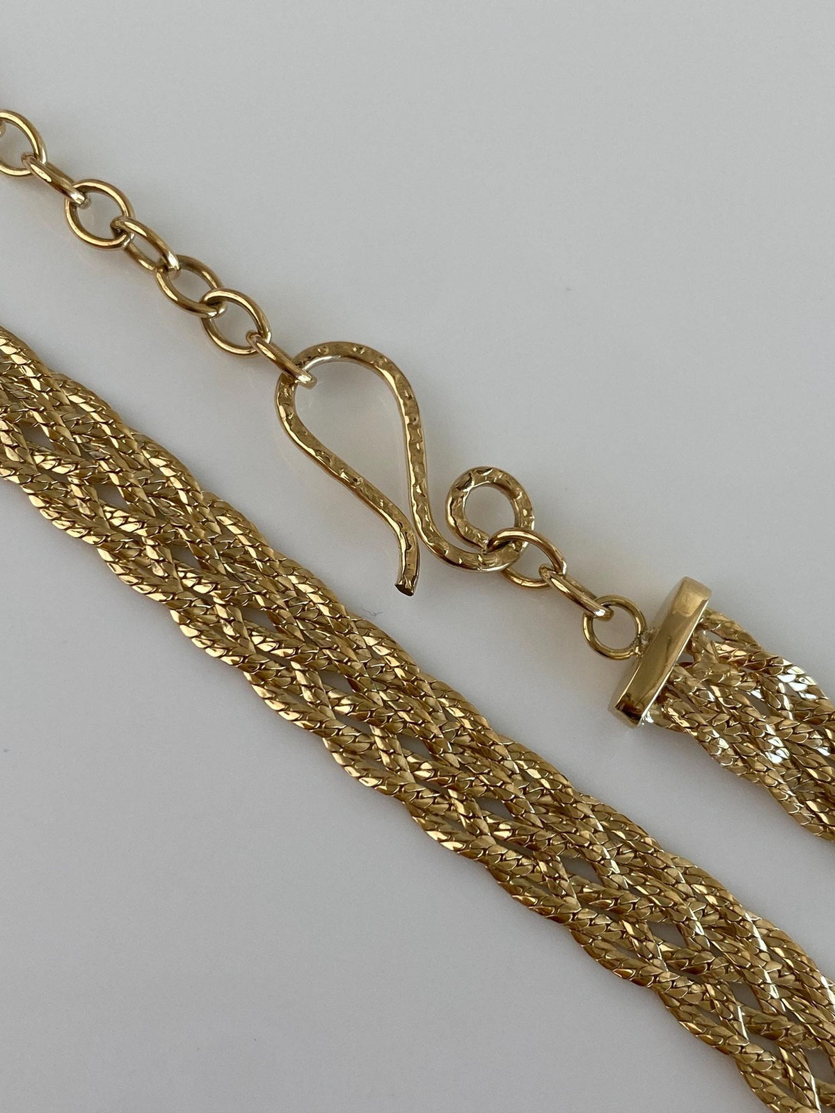 Vintage Solid 14k Yellow Gold Woven Flat Chain Necklace - 19-16.5 inches