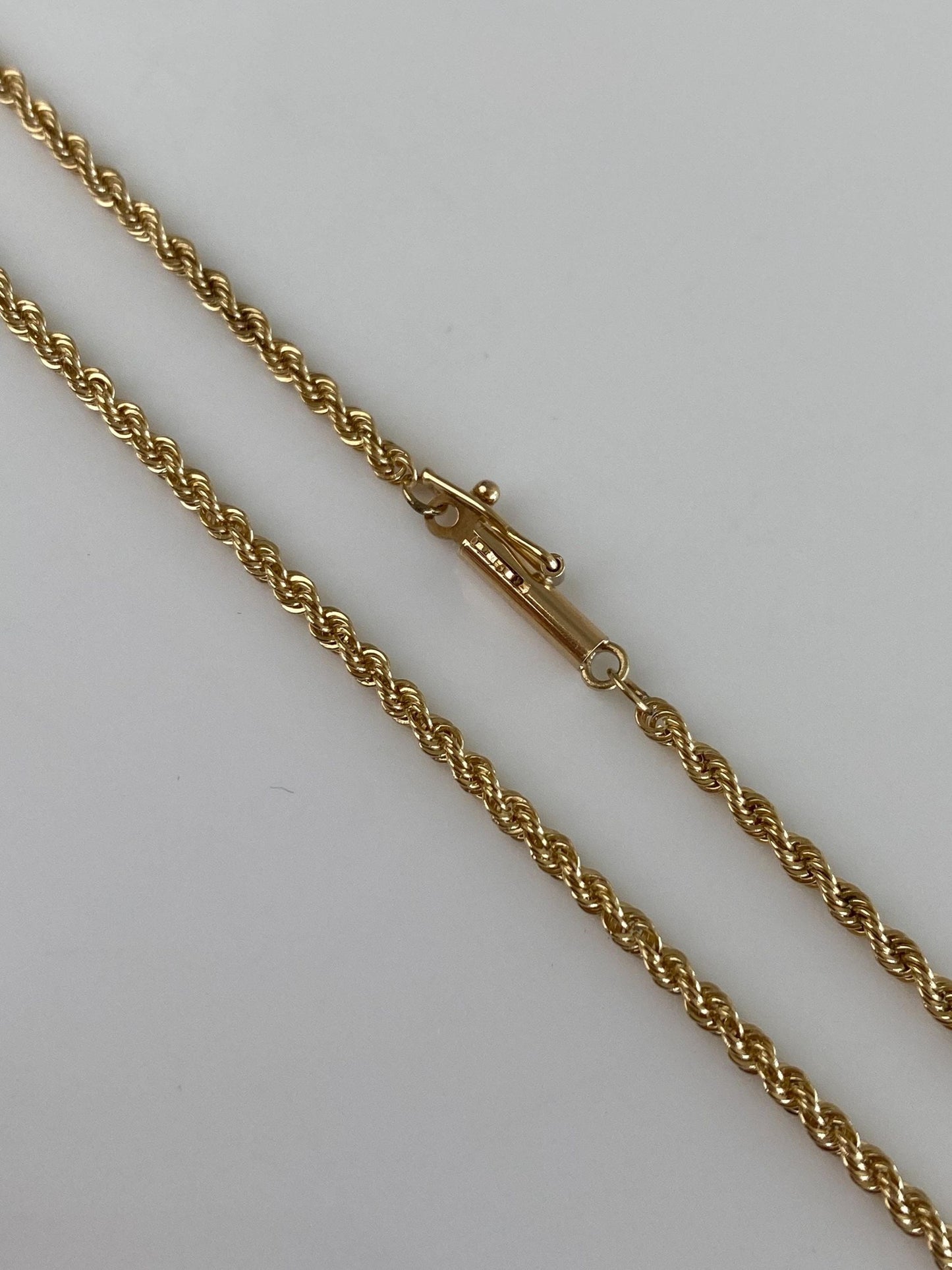 Vintage 14k Yellow Gold Slim Rope Chain Necklace - 20 inches