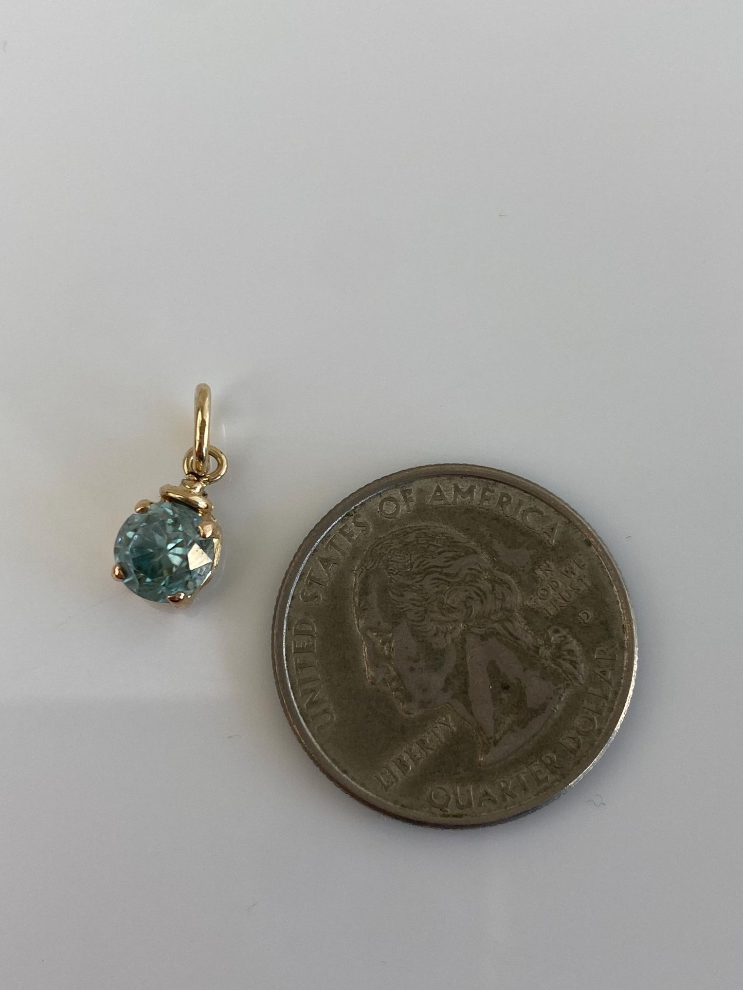 Vintage Solid 10k Yellow Gold Blue Zircon Charm