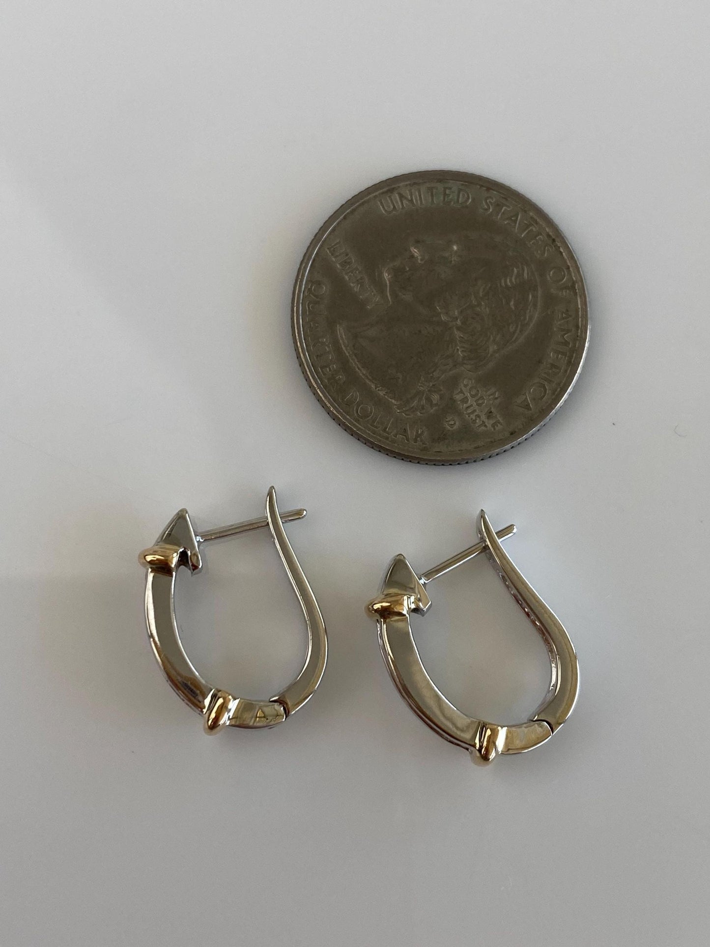 Vintage Solid 14k White & Yellow Gold Diamond Drop Earrings