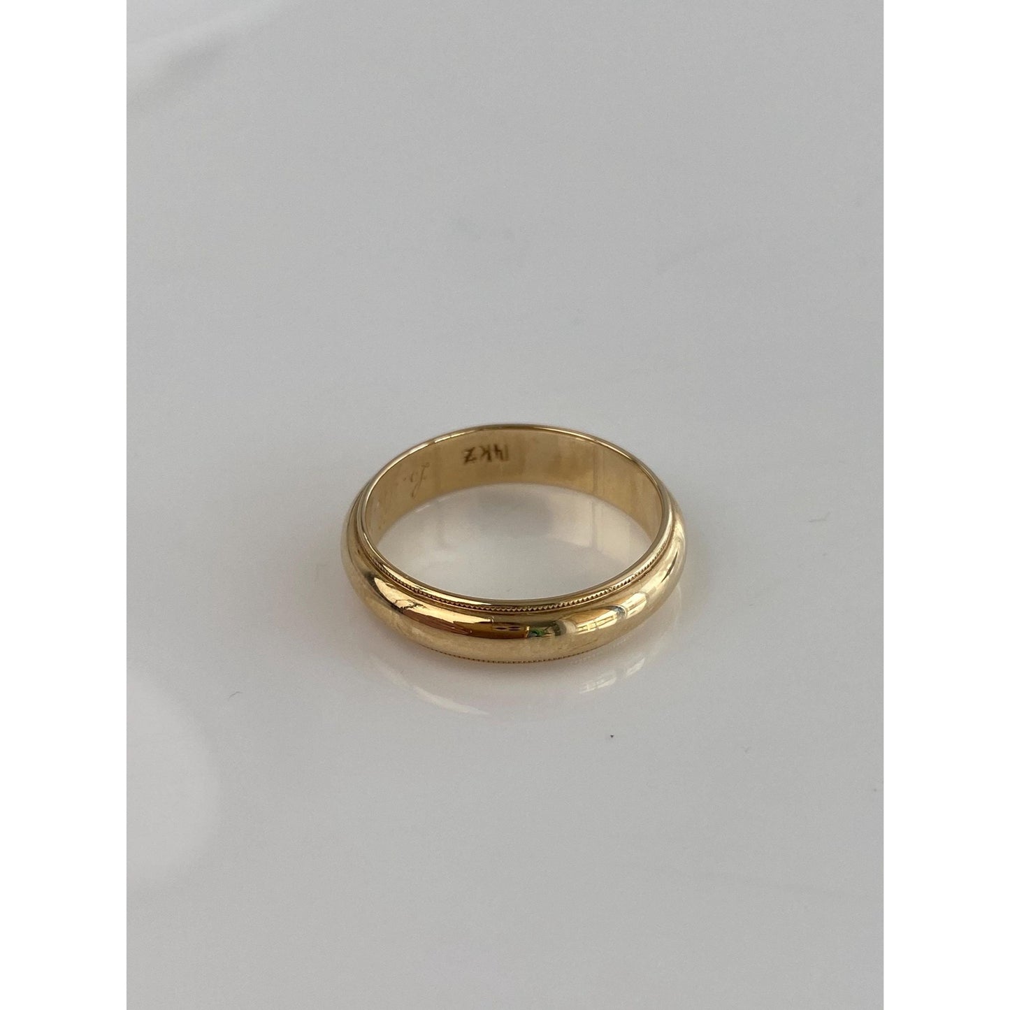 Vintage Solid 14k Yellow Gold Miligrain Ring Band - Size 10
