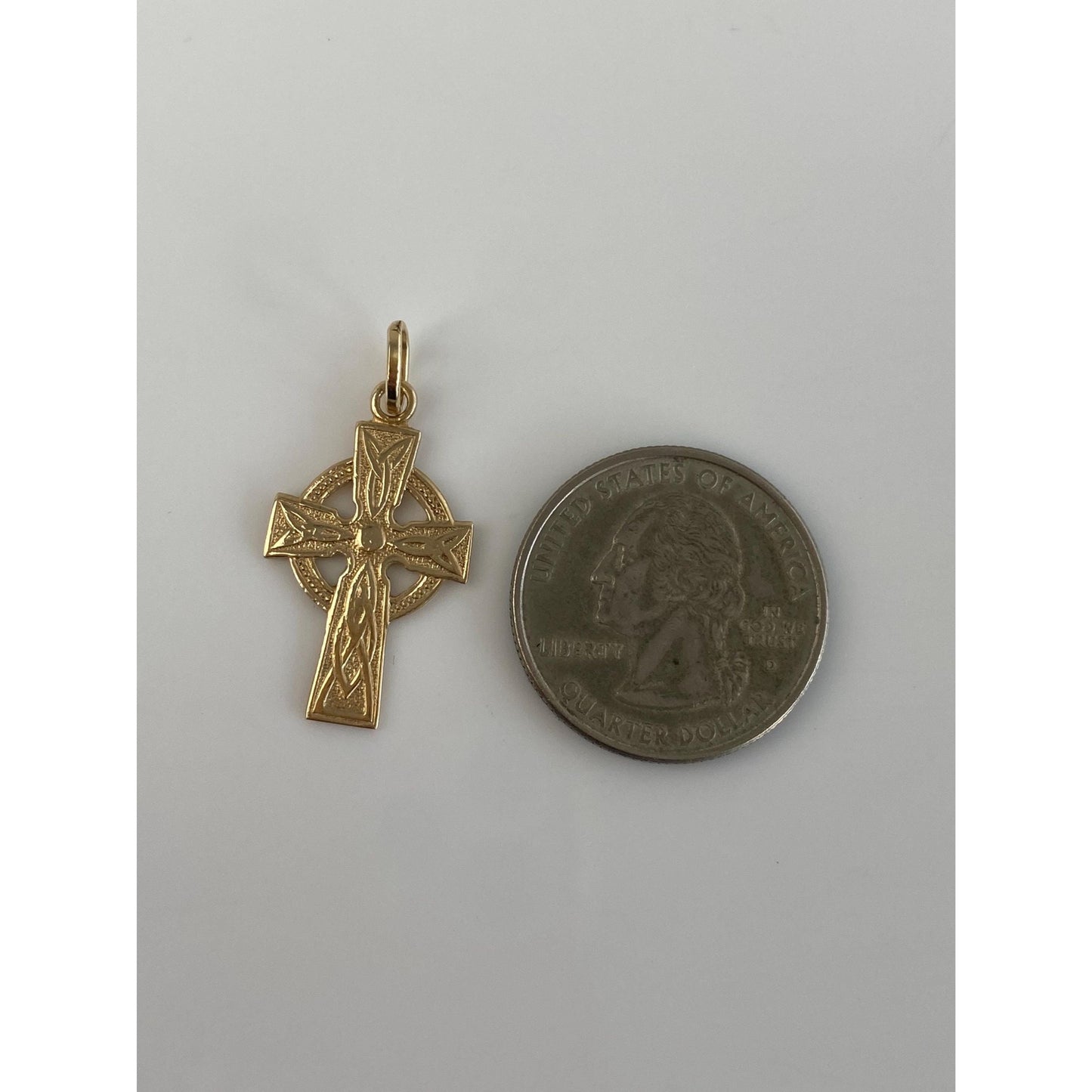 Vintage Solid 9k Yellow Gold Celtic Cross Charm