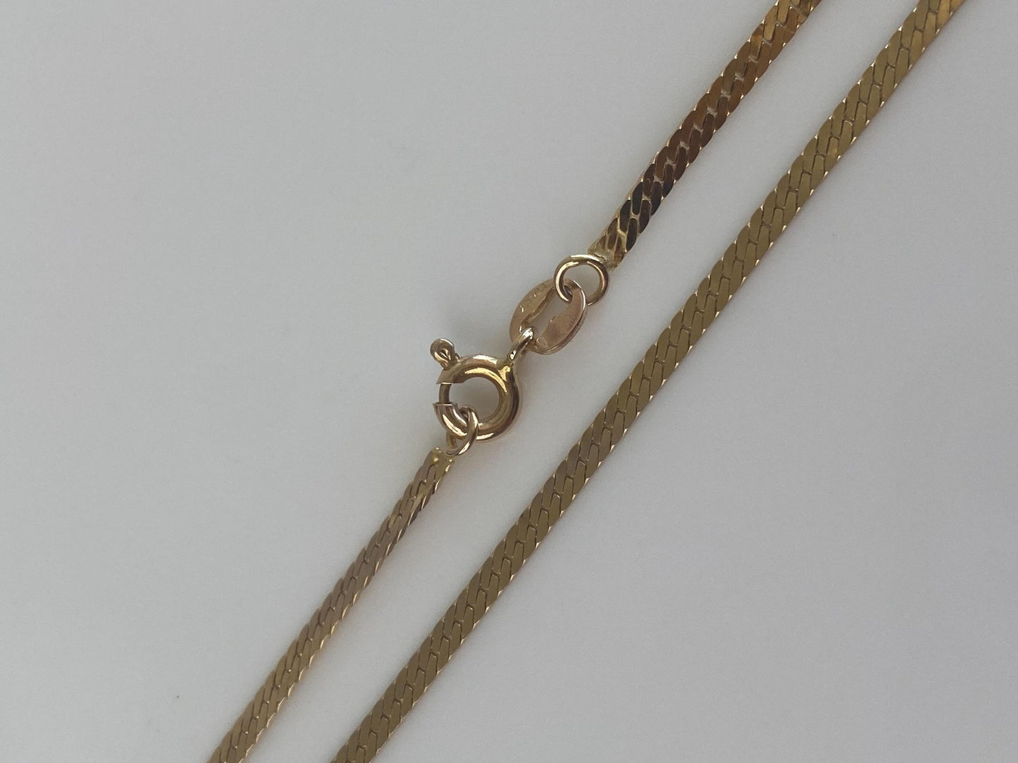 Vintage Solid 14k Yellow Gold Flat Chain Necklace - 16 inches