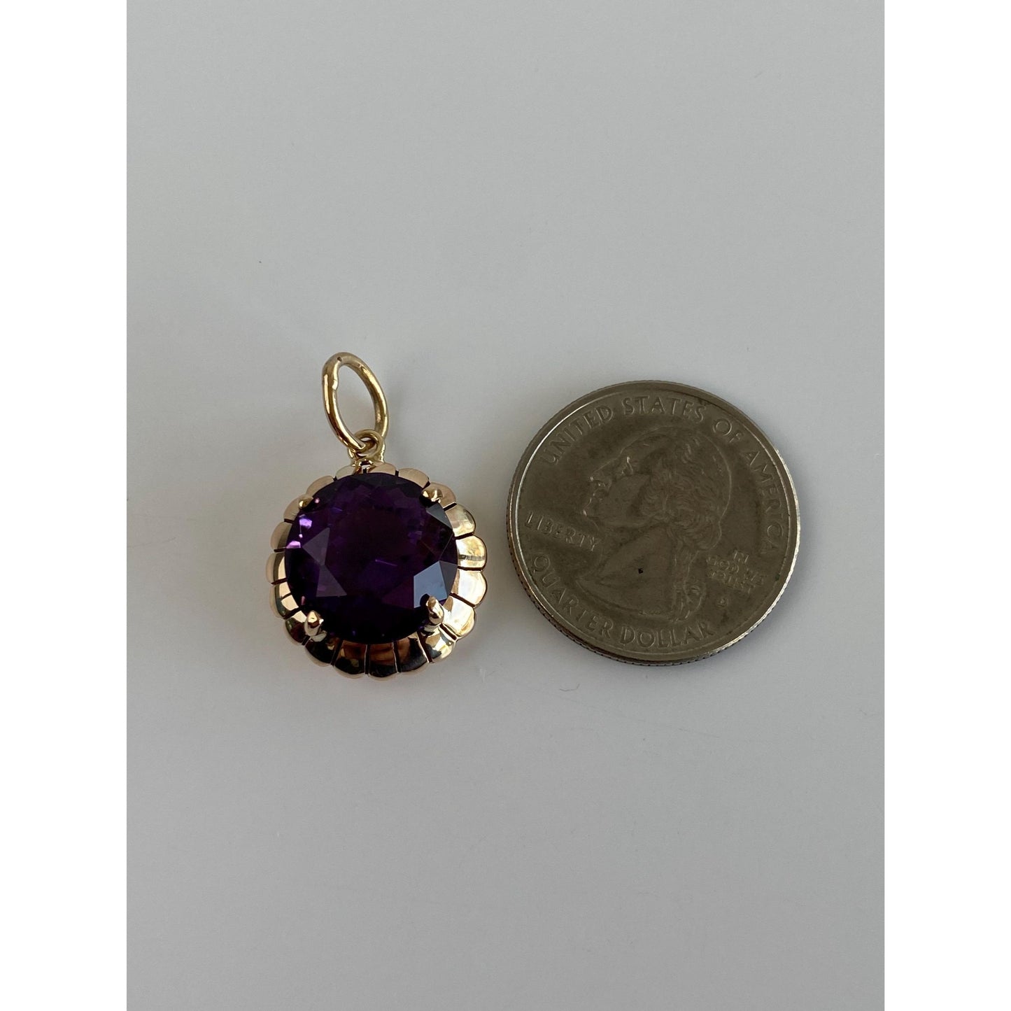 Vintage Solid 10k Yellow Gold Amethyst Charm
