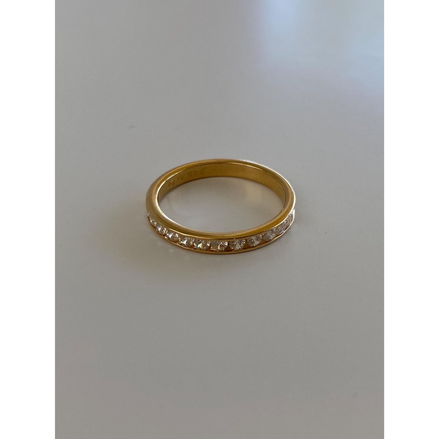 Vintage Solid 14k Yellow Gold Cubic Zirconia Ring Band - Size 6.25